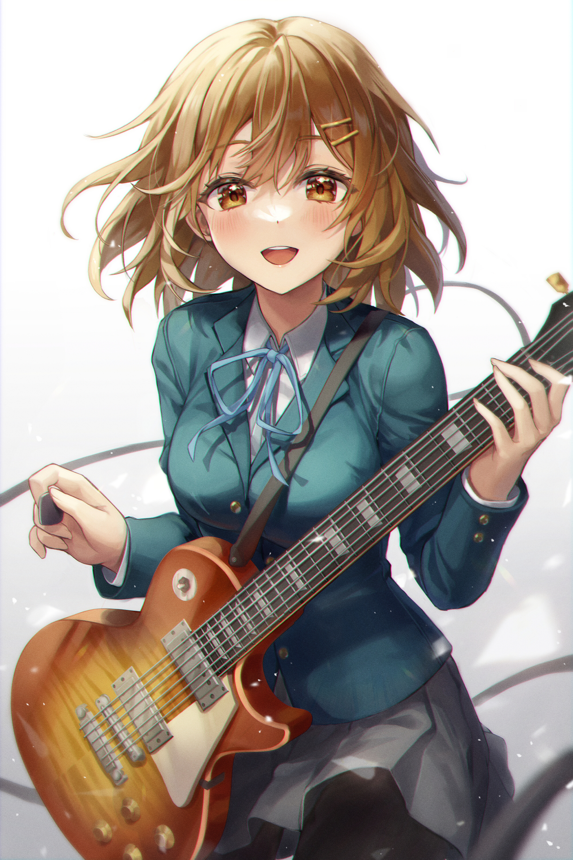Anime Girls Girl Band Vertical Schoolgirl School Uniform Brunette Brown Eyes Blushing Guitar K ON 1870x2805
