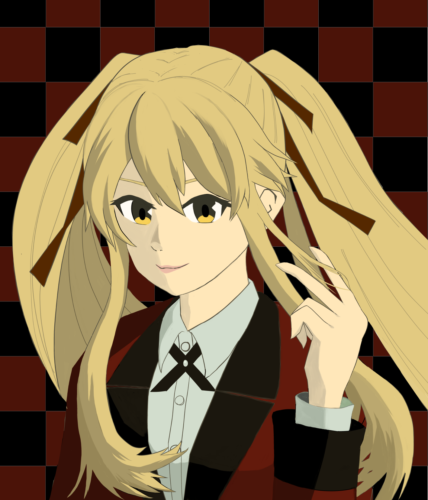 Anime Anime Girls Kakegurui Saotome Meari Twintails Blonde Solo Artwork Digital Art Fan Art 1417x1654