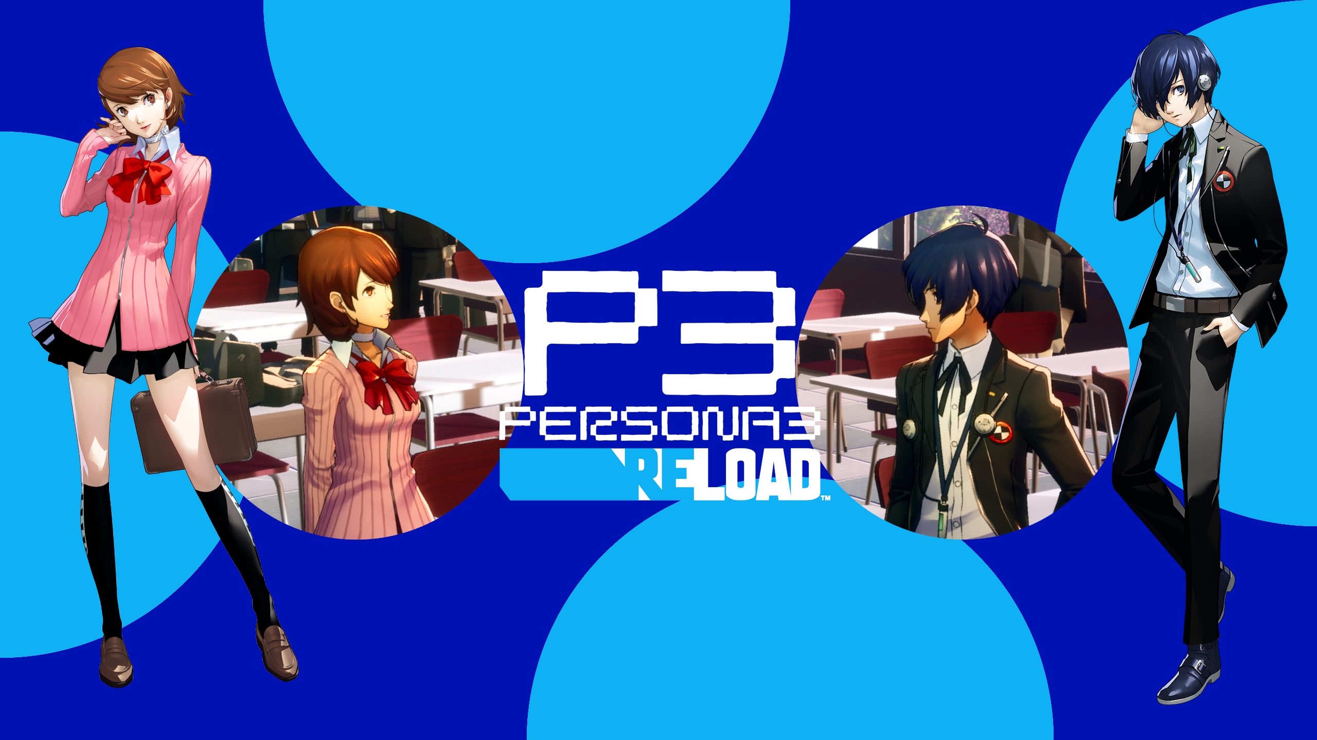 Persona 3 Persona Series Blue Background Video Games Yukari Takeba Yuuki Makoto Anime Girls Anime Bo 2560x1440