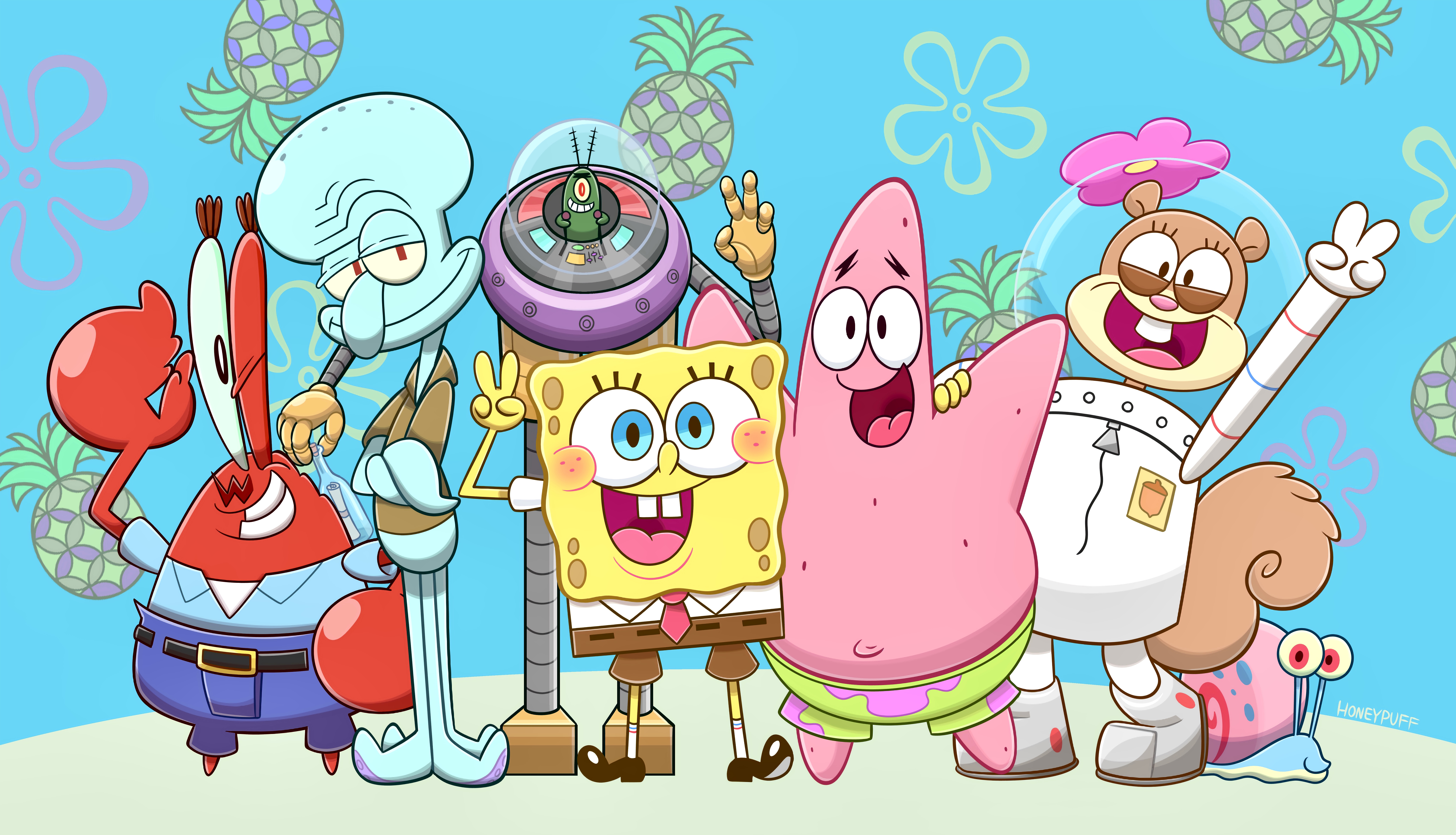 Spongebob Cartoon Patrick Spongebob Squarepants Sandy Cheeks Squidward Tentacles Sheldon Plankton 8248x4728