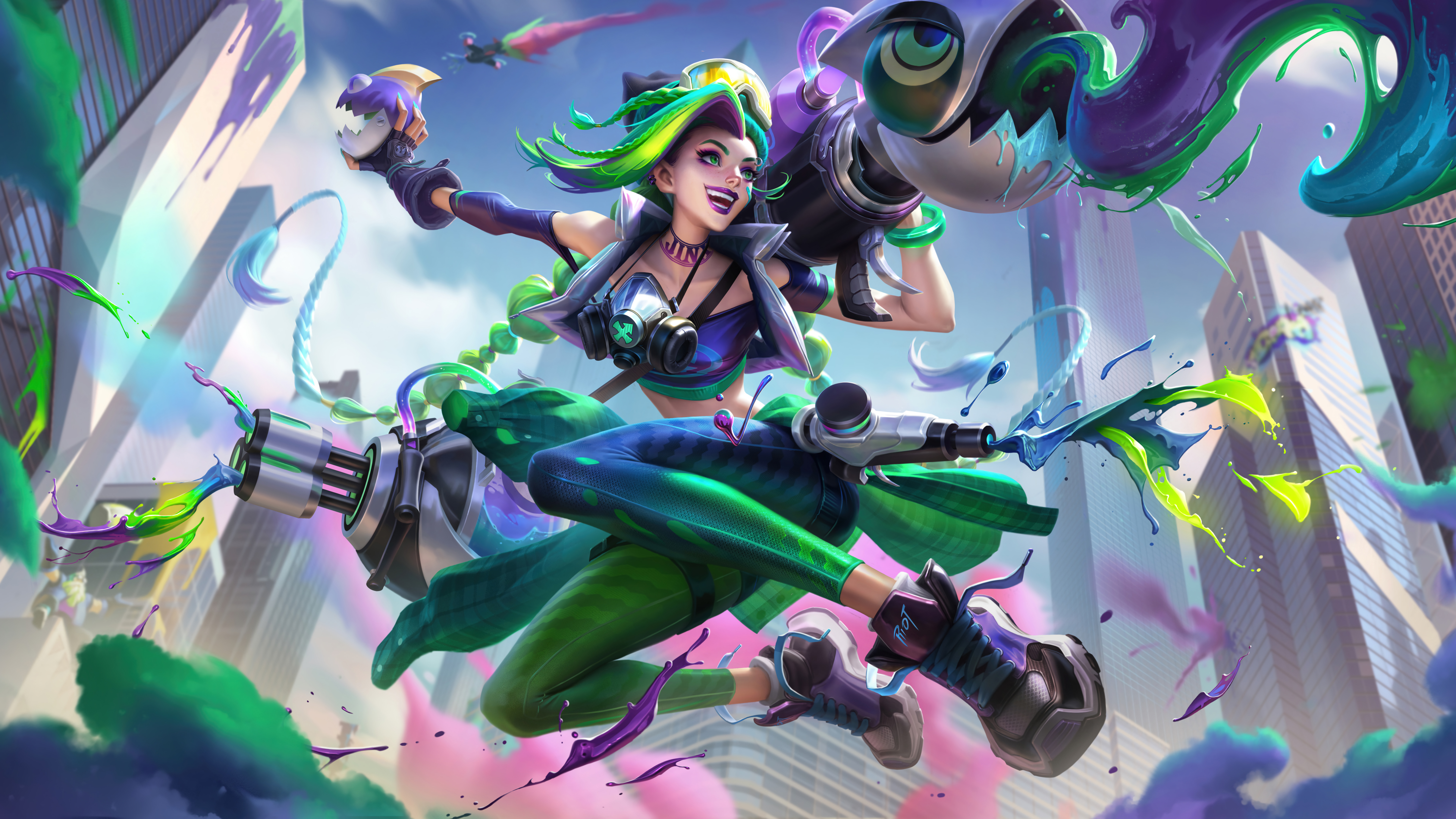 Chromacrash League Of Legends Jinx League Of Legends League Of Legends Wild Rift League Of Legends D 7680x4320