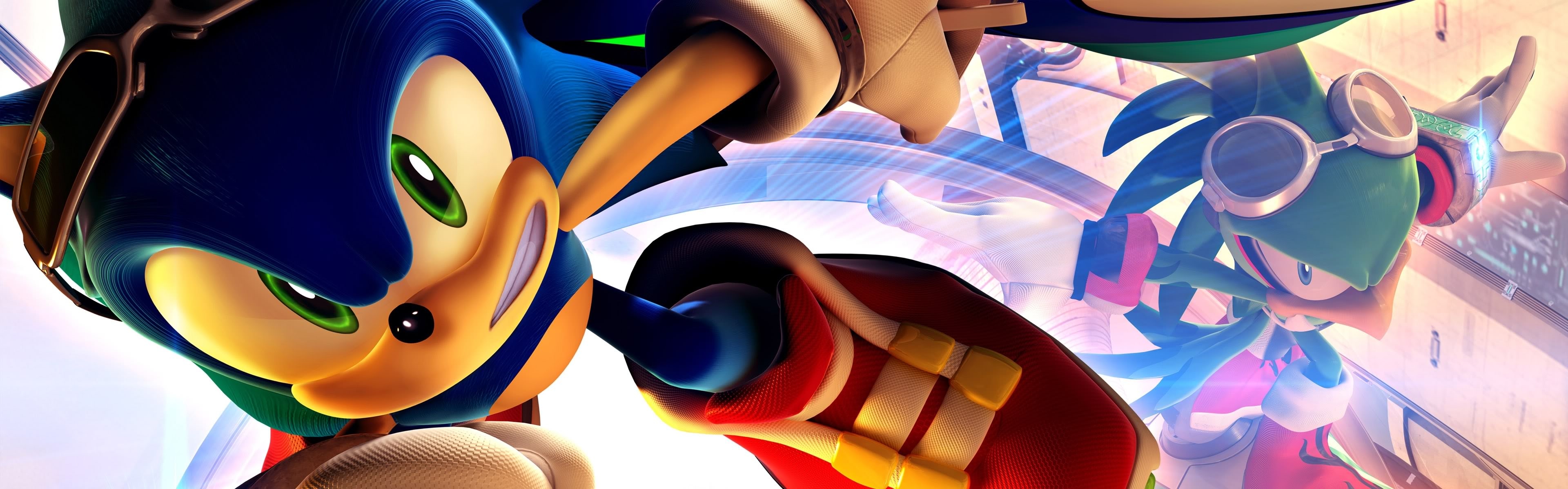 Sonic Riders Sonic Sonic The Hedgehog Jet The Hawk Zero Gravity Sega Hoverboard Video Game Art Artwo 3840x1200