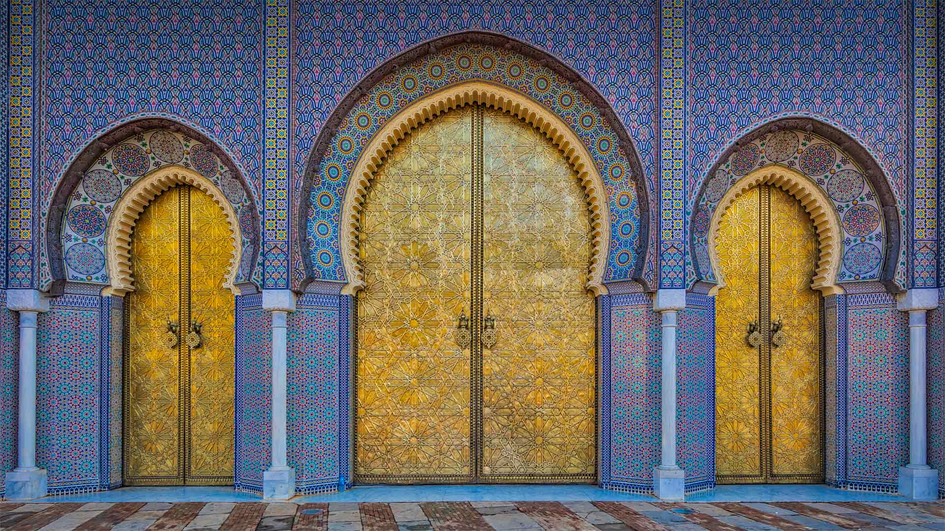 Islamic Architecture Architecture Door Pattern Ornamented Royal Palace Fez Morocco 1920x1080