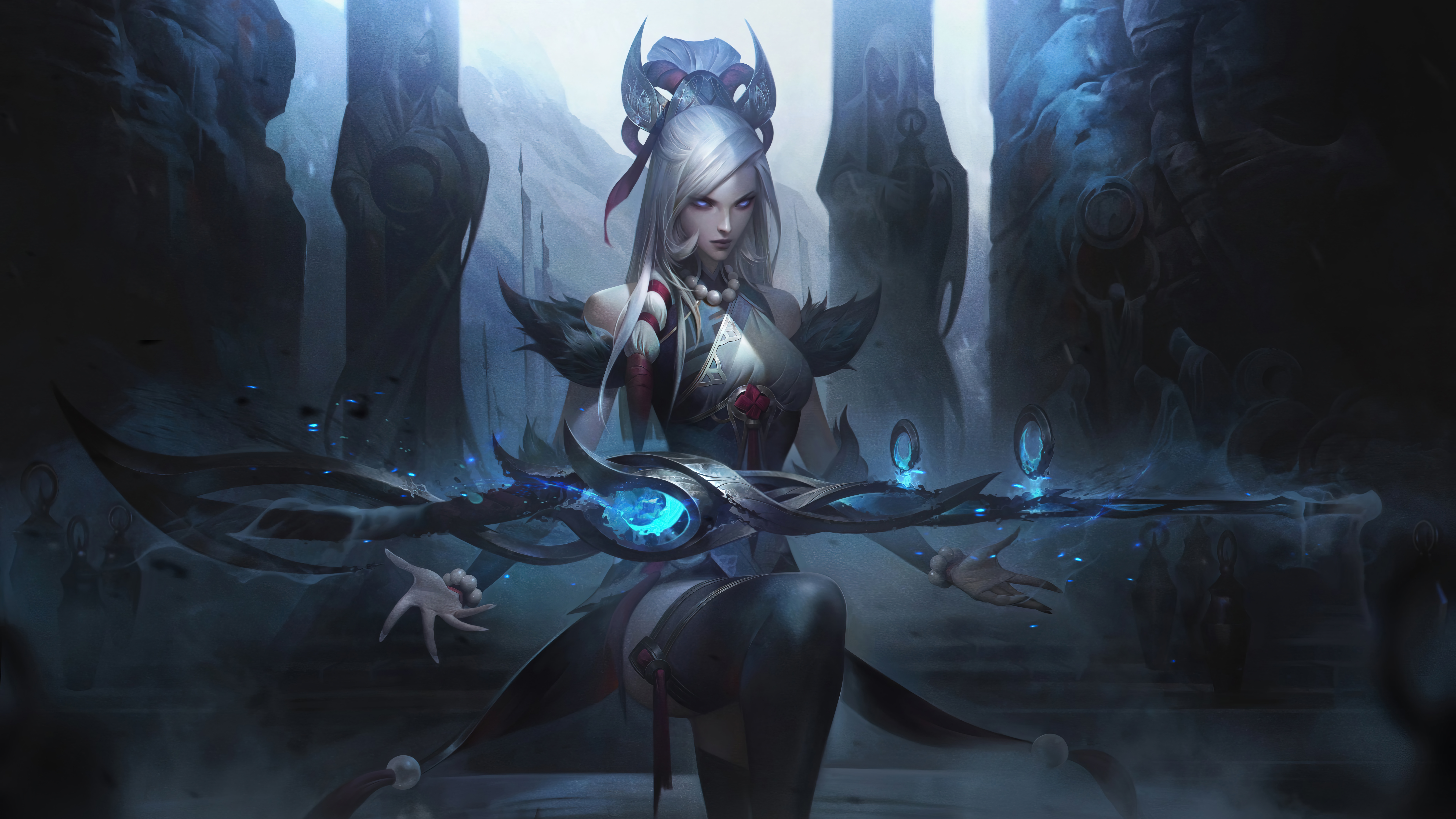 Snow Moon Caitlyn League Of Legends ADC Adcarry Video Games GZG 4K Riot Games Digital Art League Of  7680x4320