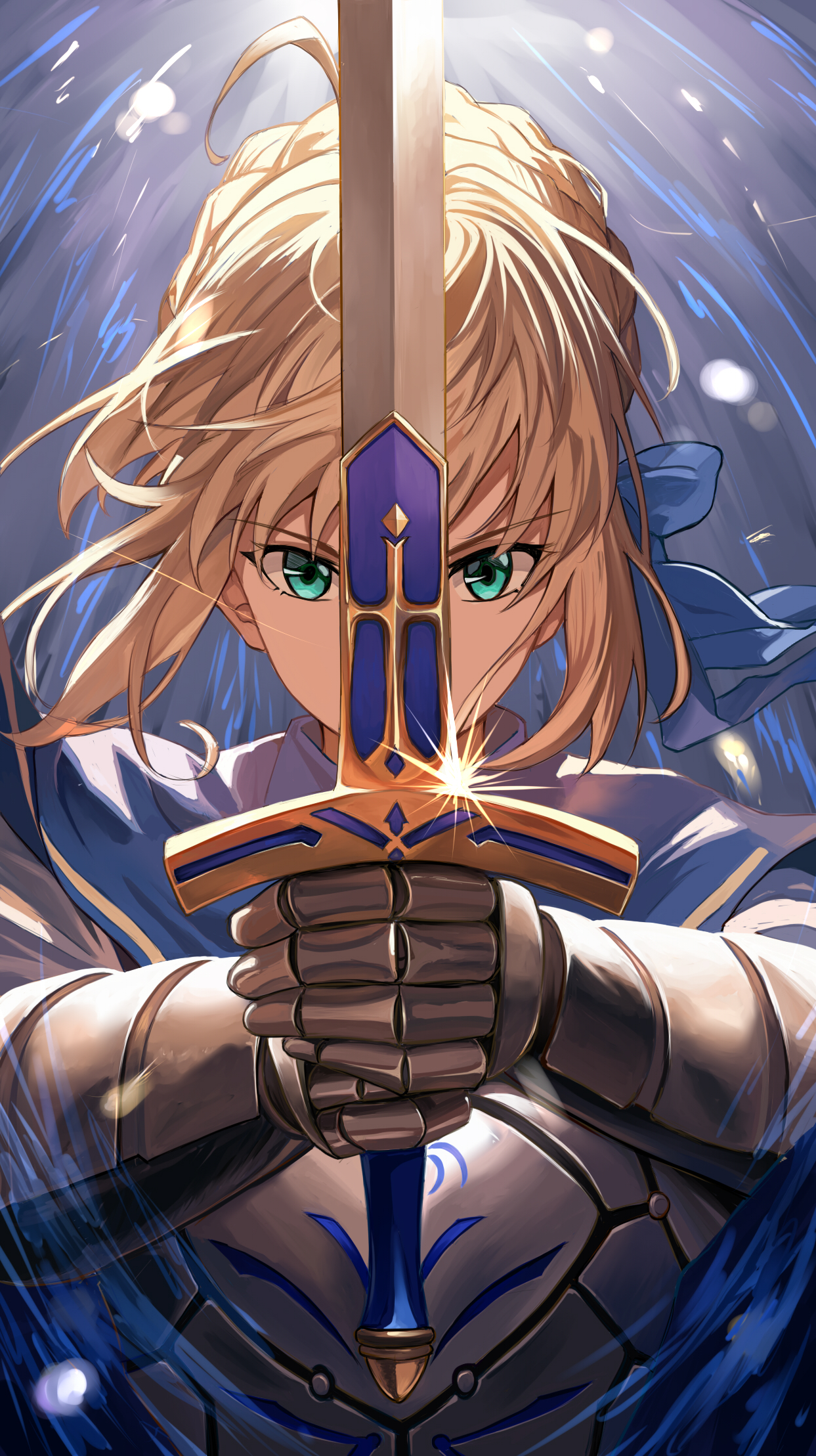 Anime Anime Girls Fate Series Saber Armor Sword Weapon Looking At Viewer Portrait Display Blonde 1243x2217