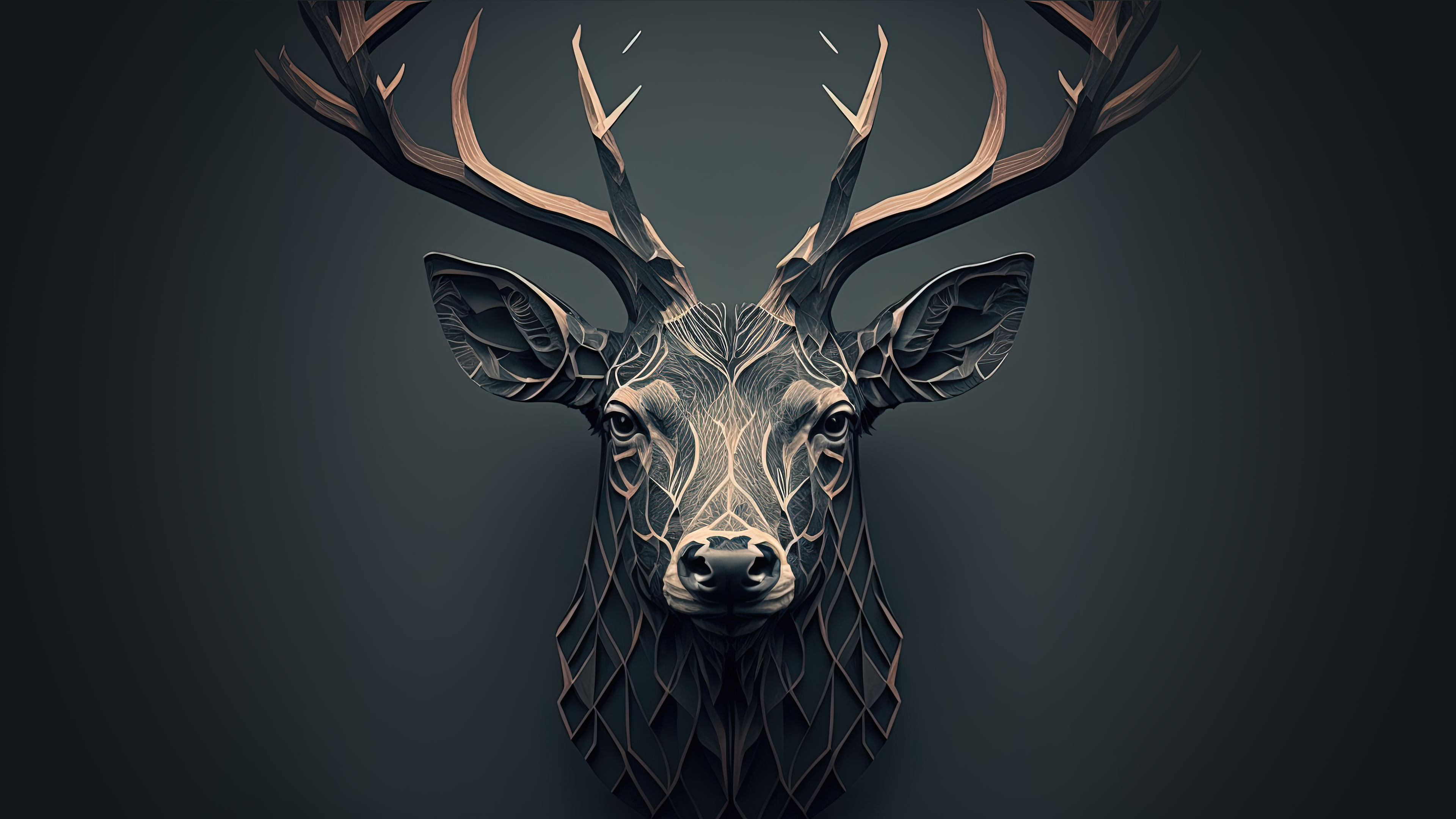 Deer Ai Art Minimalism Digital Art Simple Background Animals 3840x2160