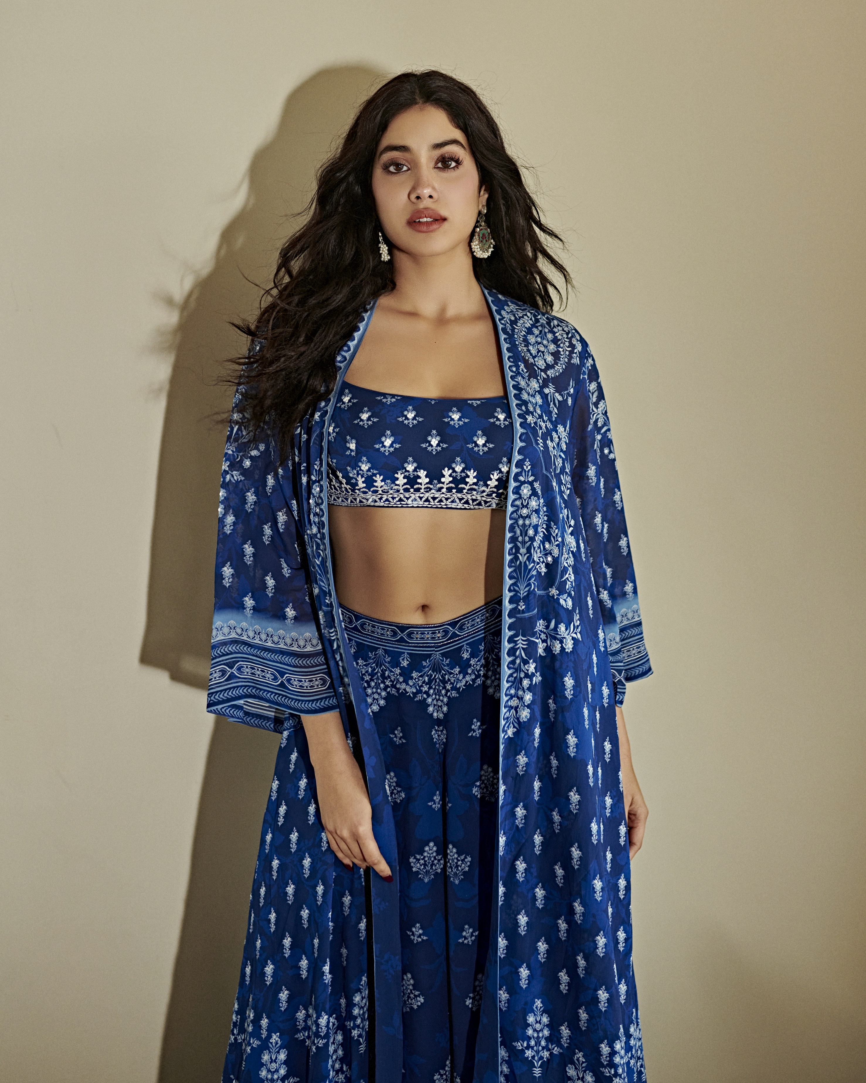 Janhvi Kapoor Celebrity Blue Dress Black Hair Bollywood Actresses 2954x3693