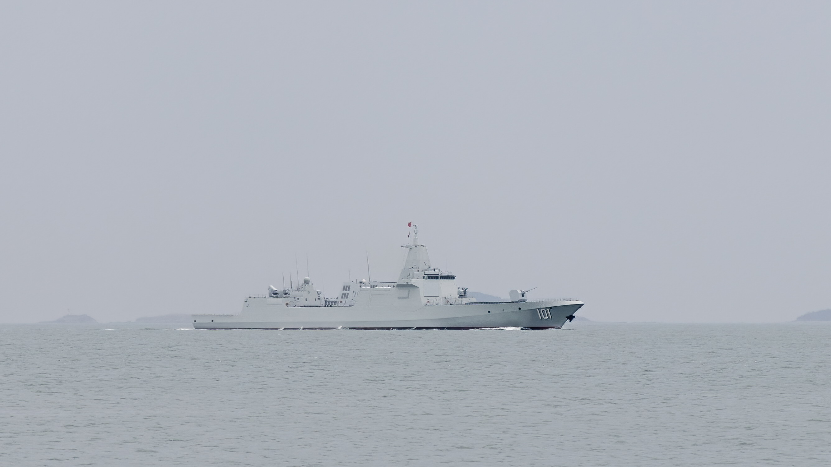 Type 055 Destroyer Peoples Liberation Army Navy Military Vehicle Water Warship Minimalism Simple Bac 2672x1503