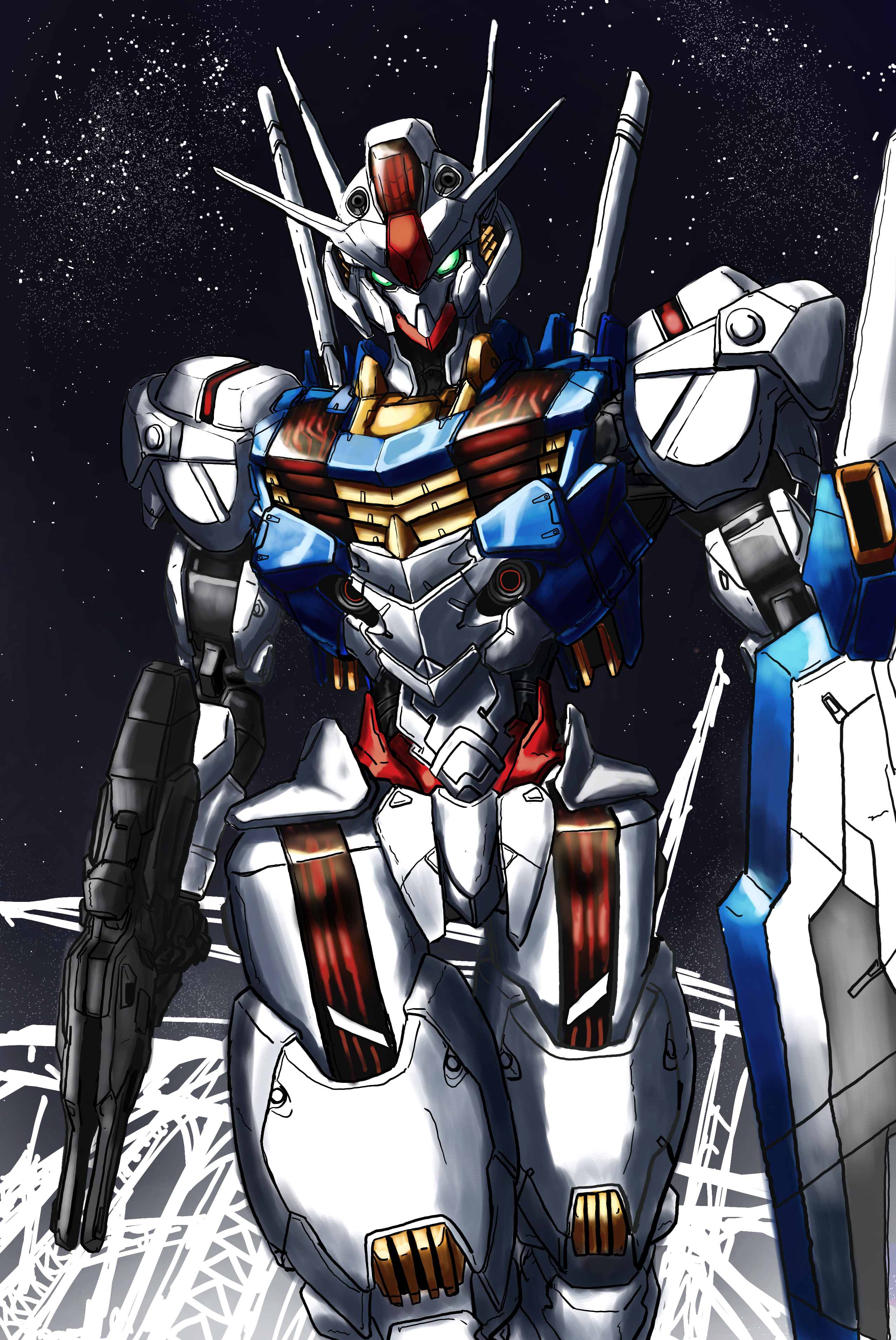 Anime Mechs Gundam Super Robot Taisen Mobile Suit Gundam THE WiTCH FROM MERCURY Gundam Aerial Artwor 2555x3820