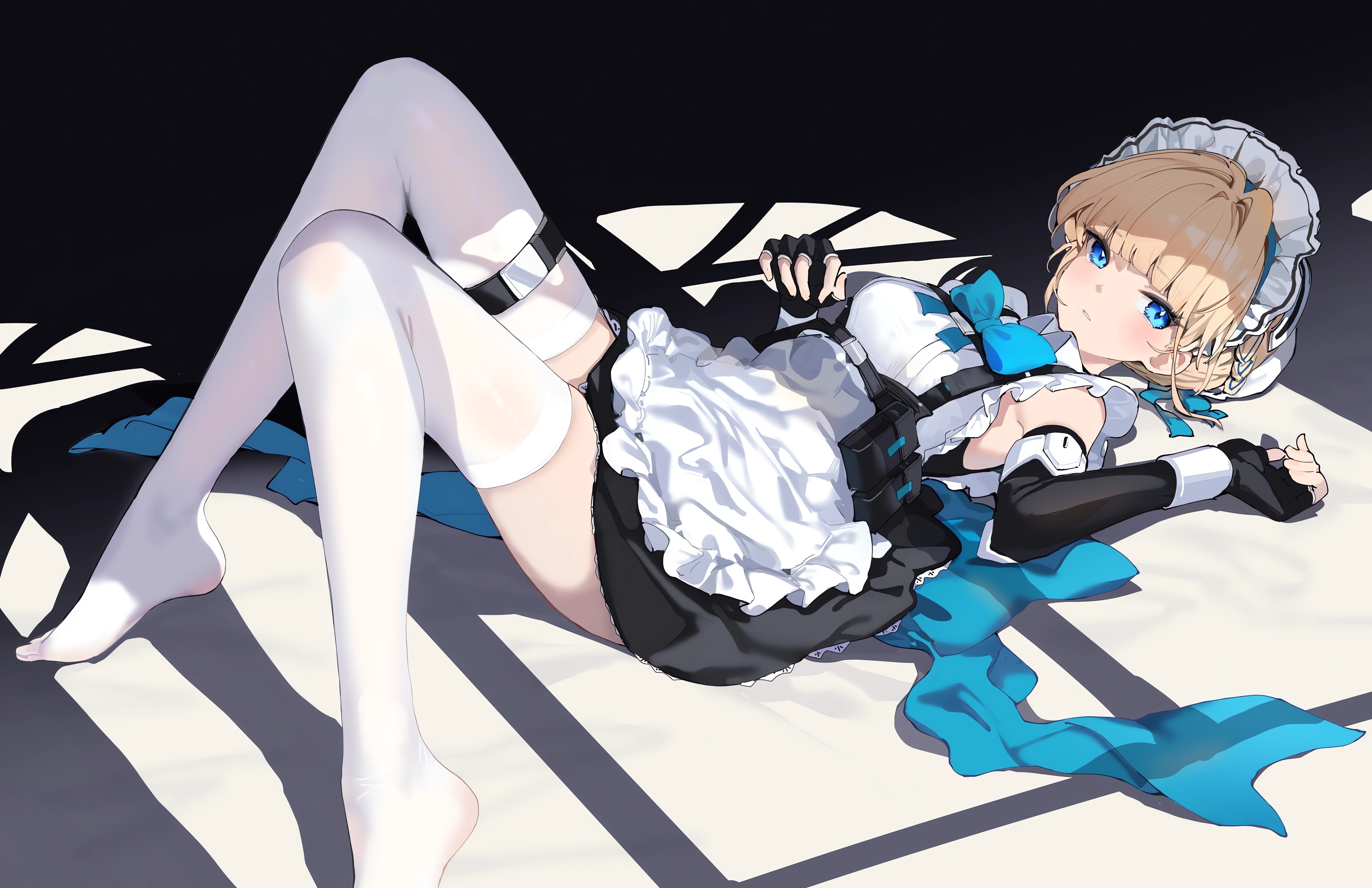 Anime Anime Girls Lying Down Lying On Back Asuma Toki Blue Archive Blonde Blue Eyes Gloves Fingerles 4096x2652