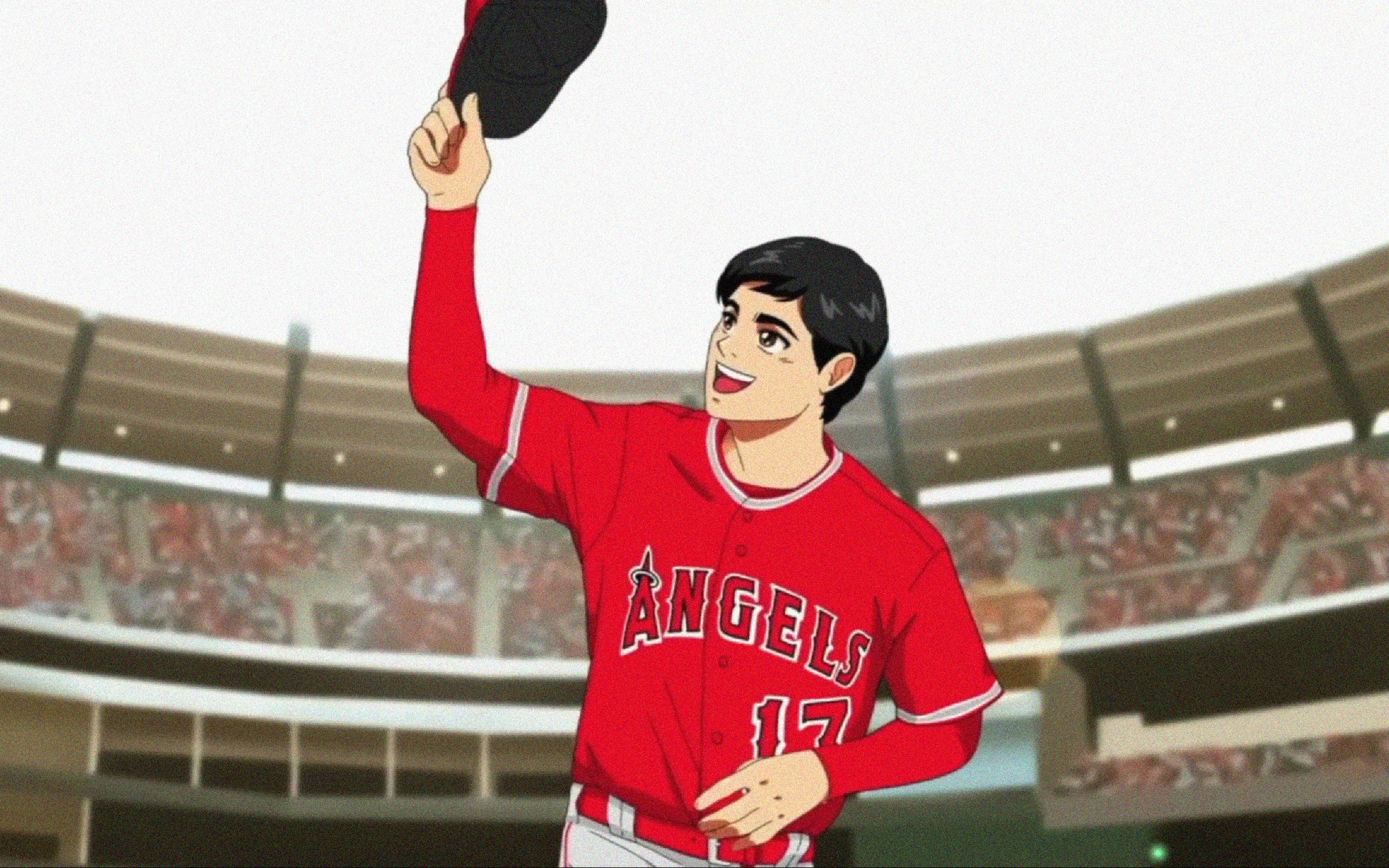 Shohei Ohtani Major League Baseball Anime Anime Boys Uniform Hat Looking Away Stadium 2560x1600