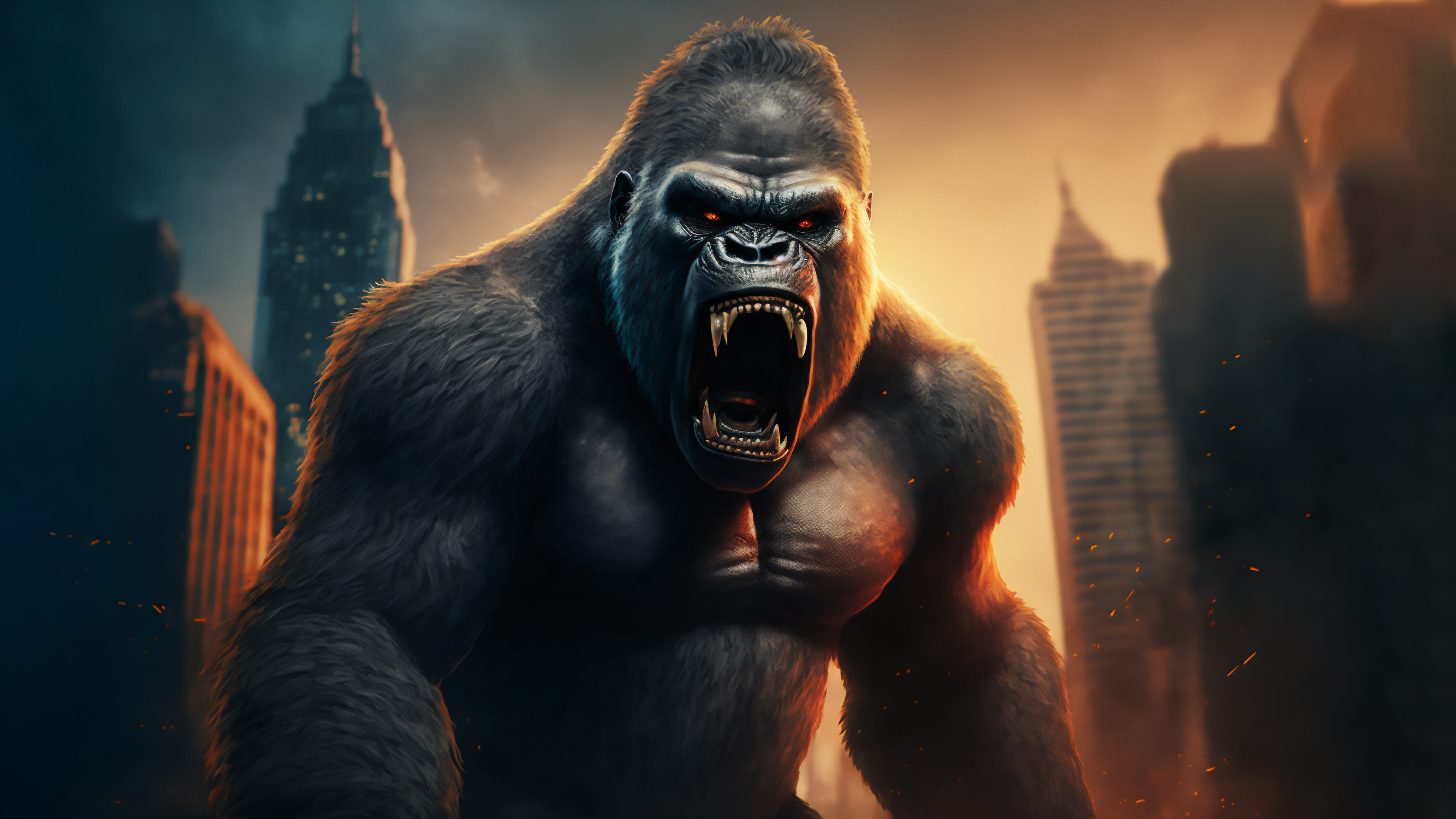 Ai Art Illustration King Kong Angry City Building 3641x2048