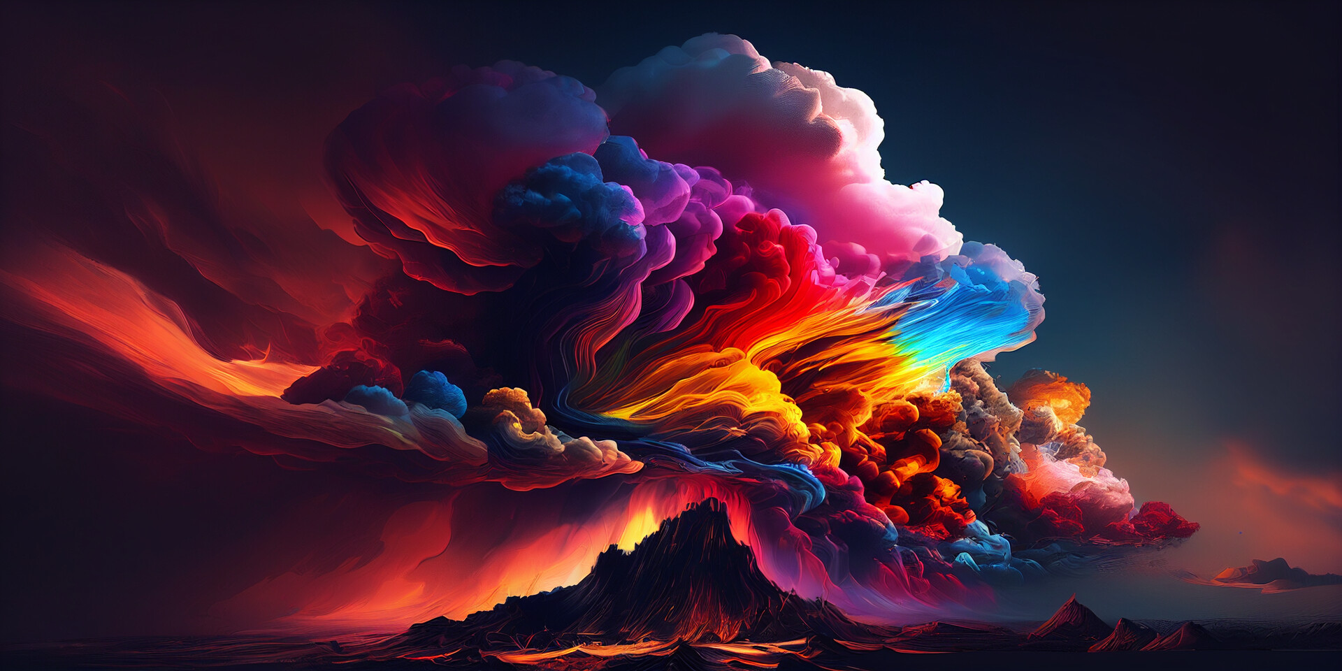 Artwork Digital Art Mountains Clouds Colorful Nature Ai Art 1920x960