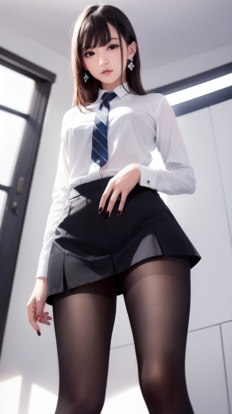 Office Girl White Shirt Ai Art Legs 896x1600