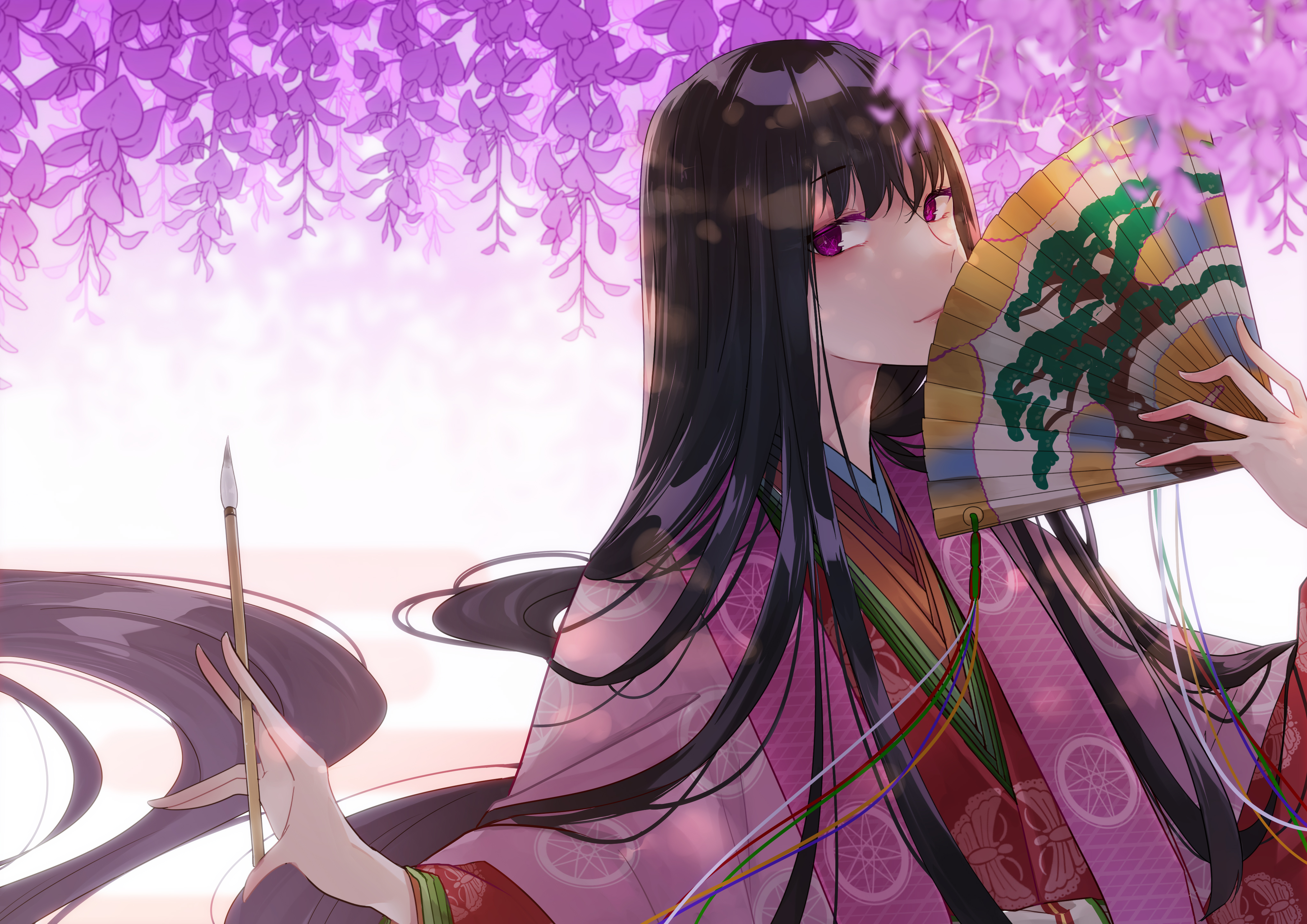 Anime Anime Girls Fate Series Fate Grand Order Murasaki Shikibu Fate Grand Order Long Hair Dark Hair 4092x2893