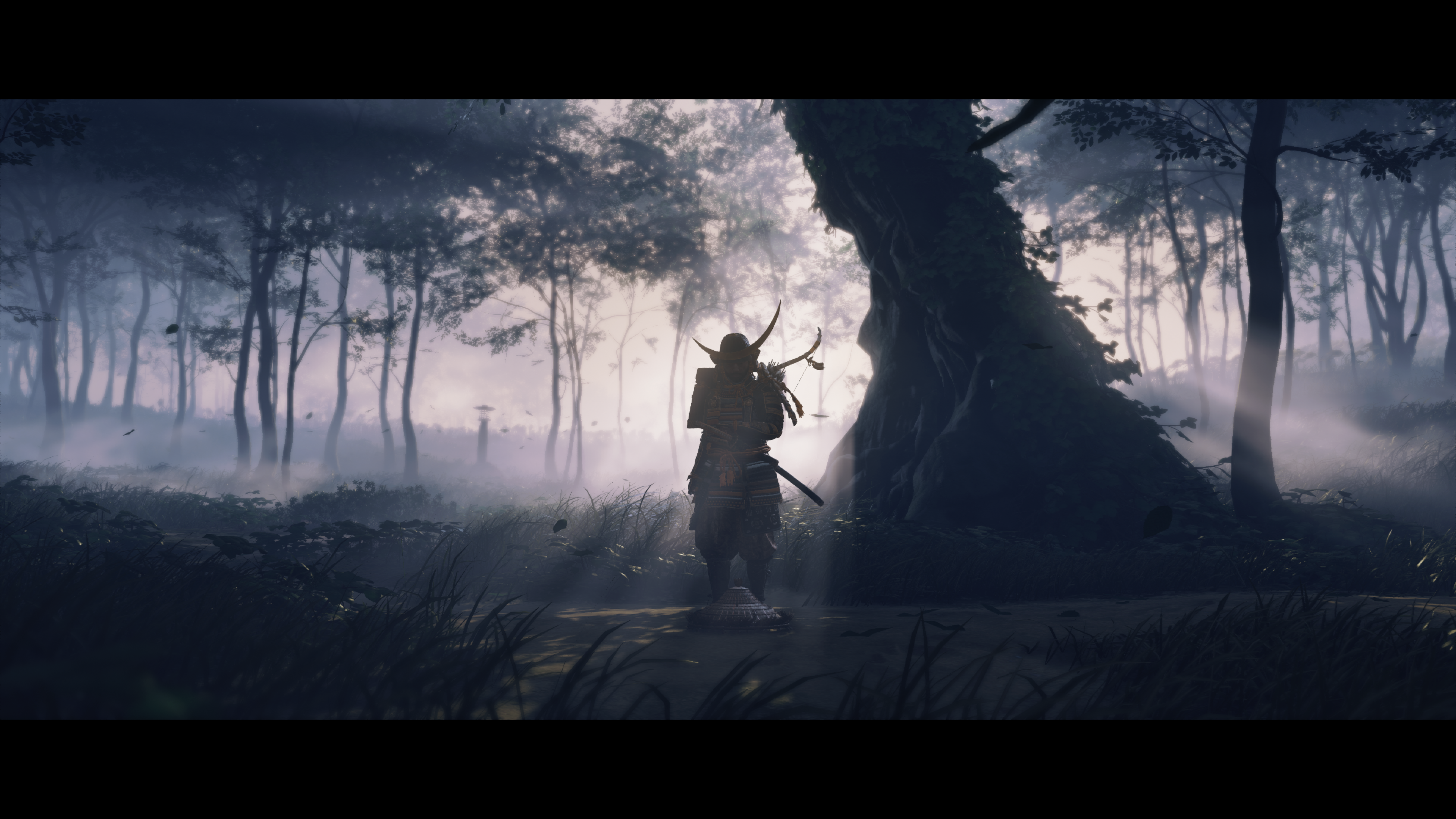 Ghost Of Tsushima Samurai Video Game Characters CGi Trees Video Games Armor Forest Sword 3840x2160