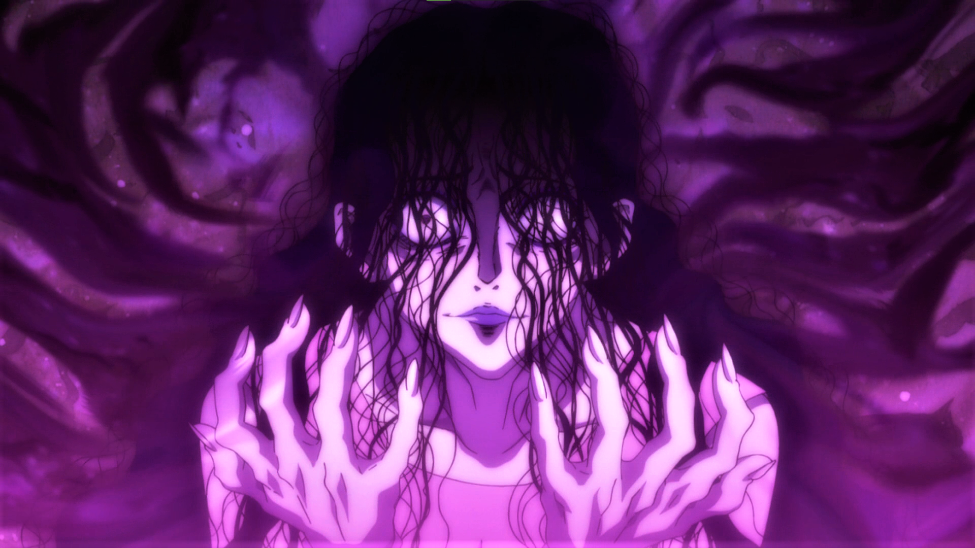 Hunter X Hunter Hands Messy Hair Purple Long Nails Makeup Anime Anime Screenshot Anime Girls 1920x1080