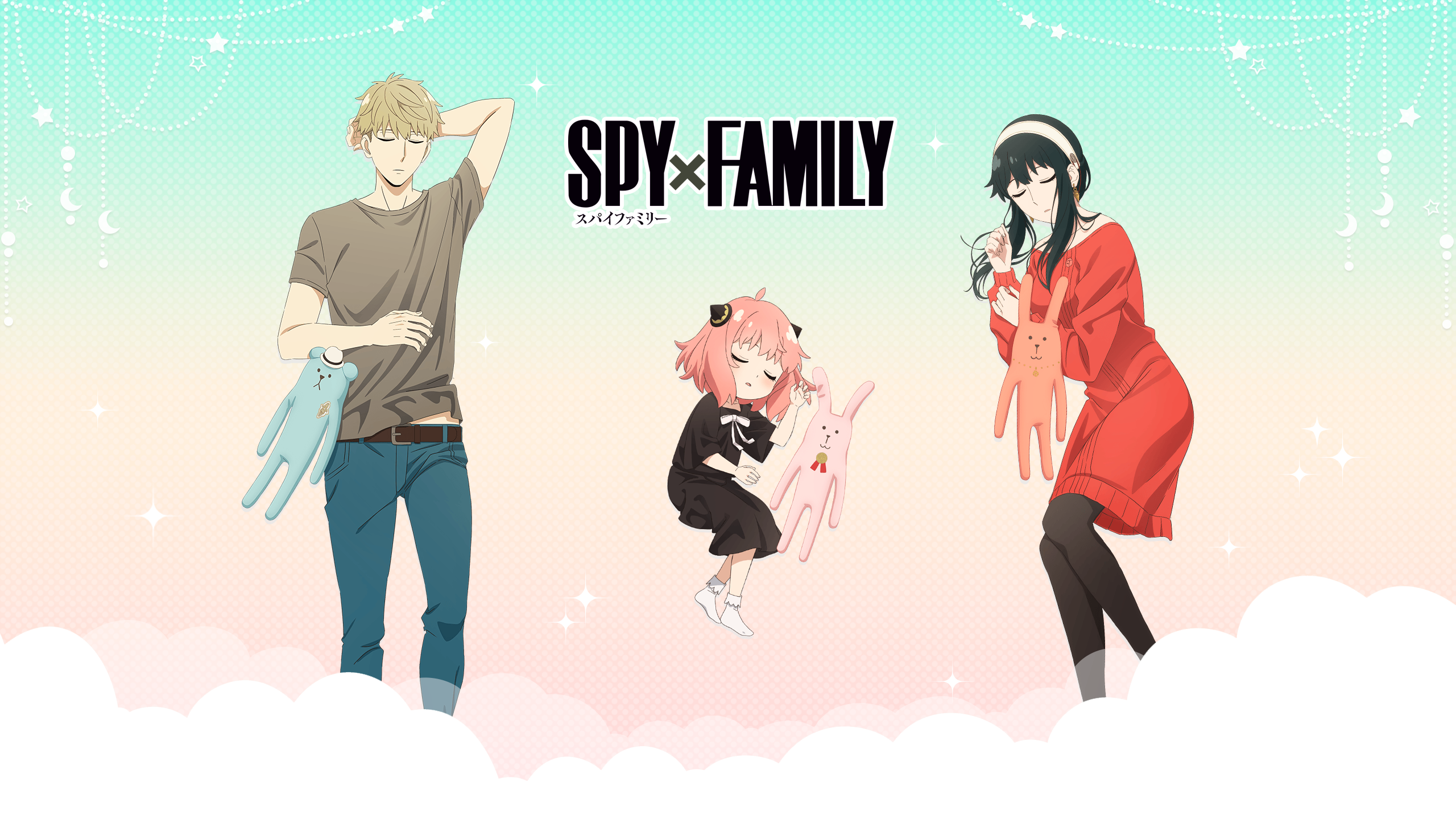 Anime Spy X Family Yor Forger Anya Forger Loid Forger Sleeping Simple Background Minimalism Japanese 2560x1440