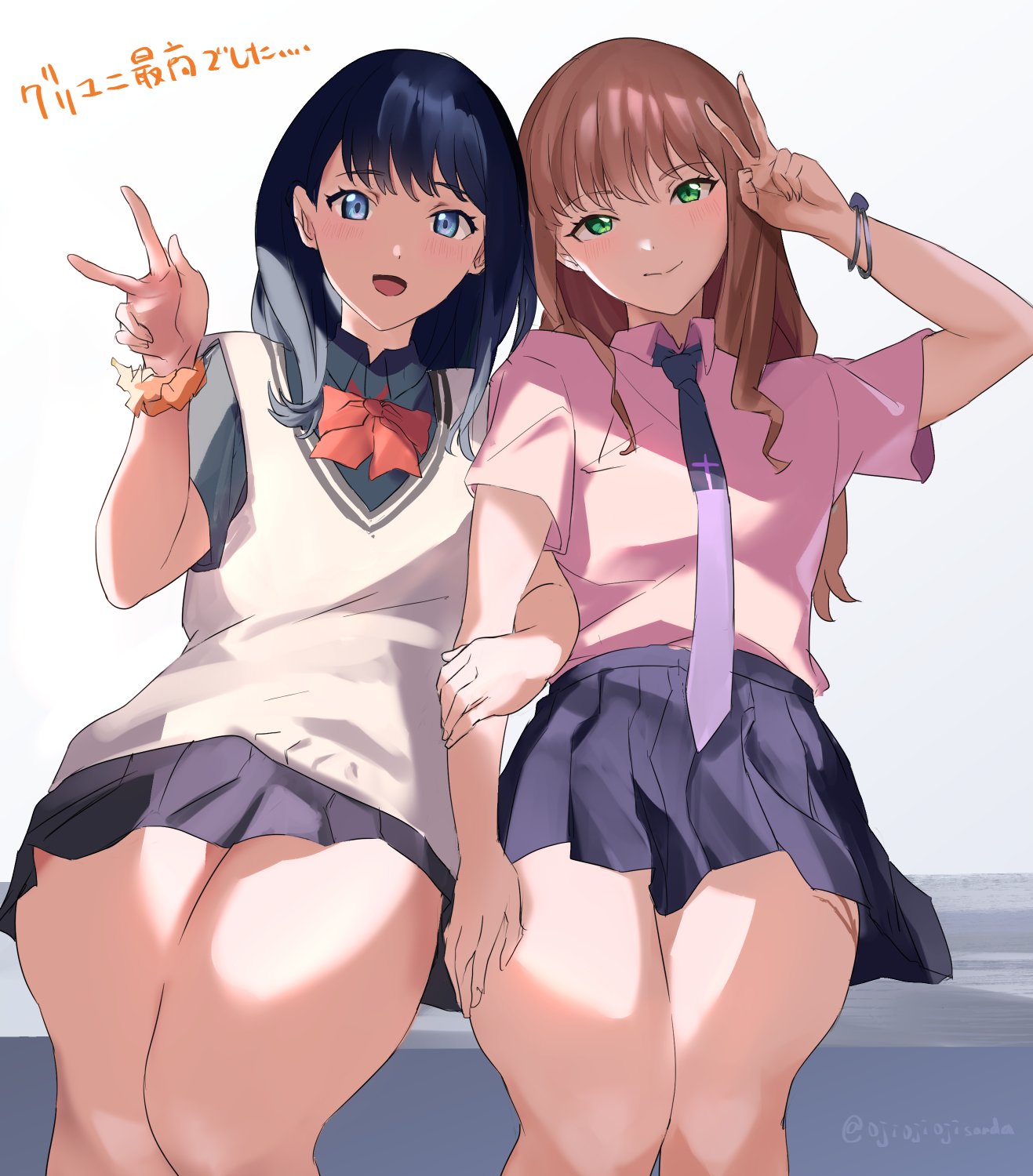 Anime Anime Girls SSSS Dynazenon SSSS GRiDMAN Minami Yume Takarada Rikka Two Women Long Hair Black H 1317x1500