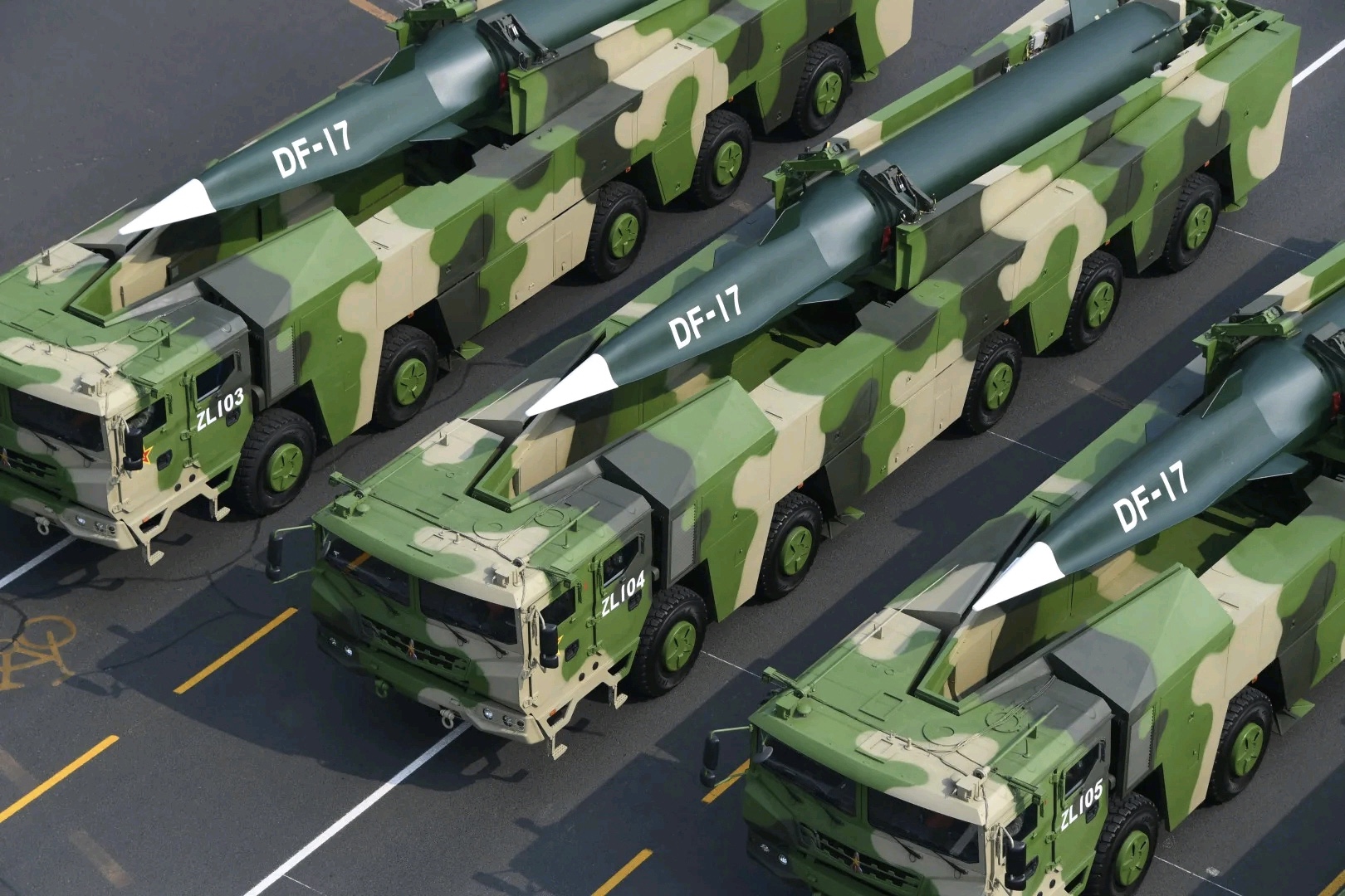 Hypersonic Missiles DF 17 Military Vehicle Missiles Road Front Angle View 1620x1080
