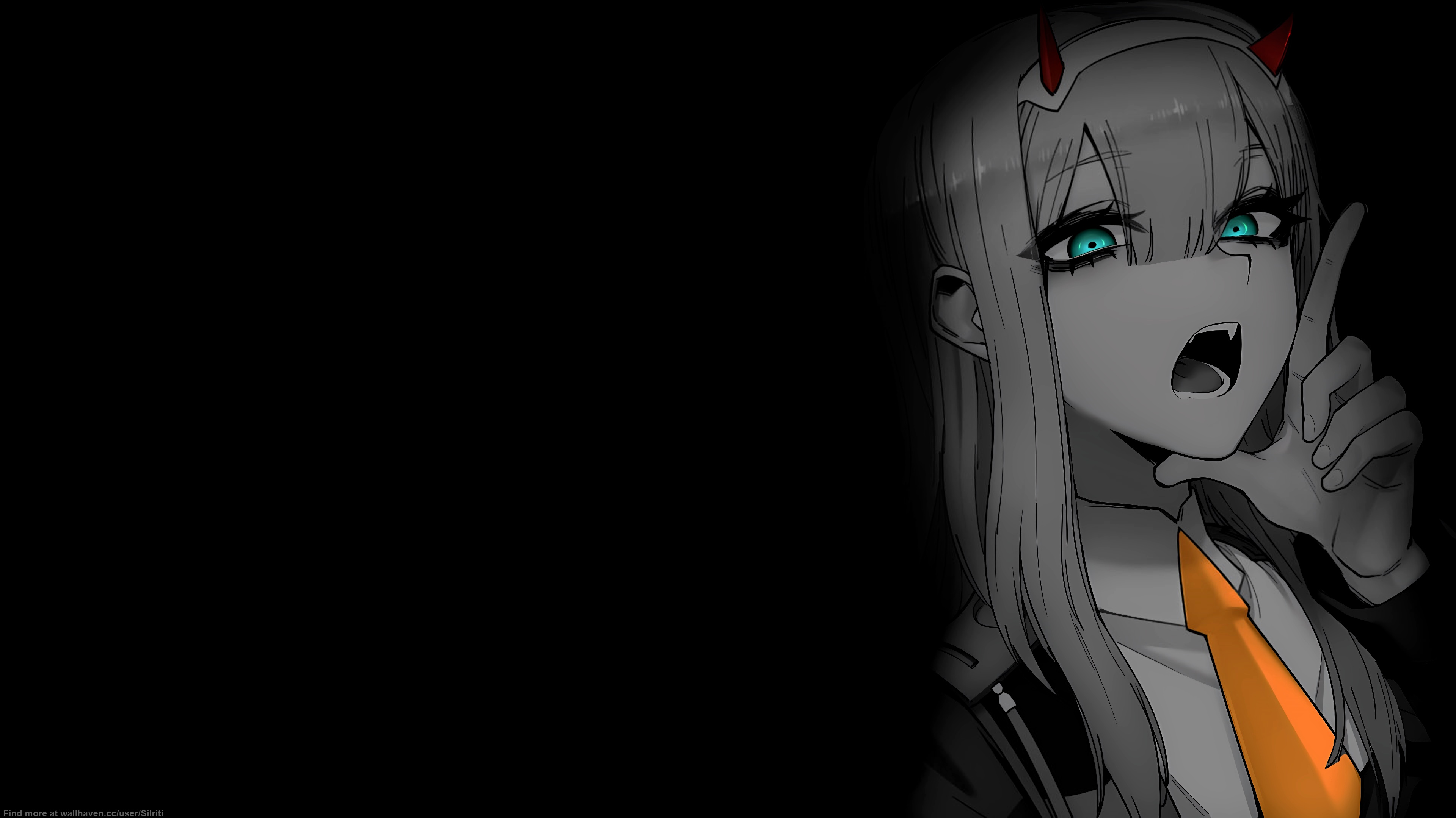 Selective Coloring Black Background Dark Background Simple Background Anime Girls Darling In The Fra 3840x2160