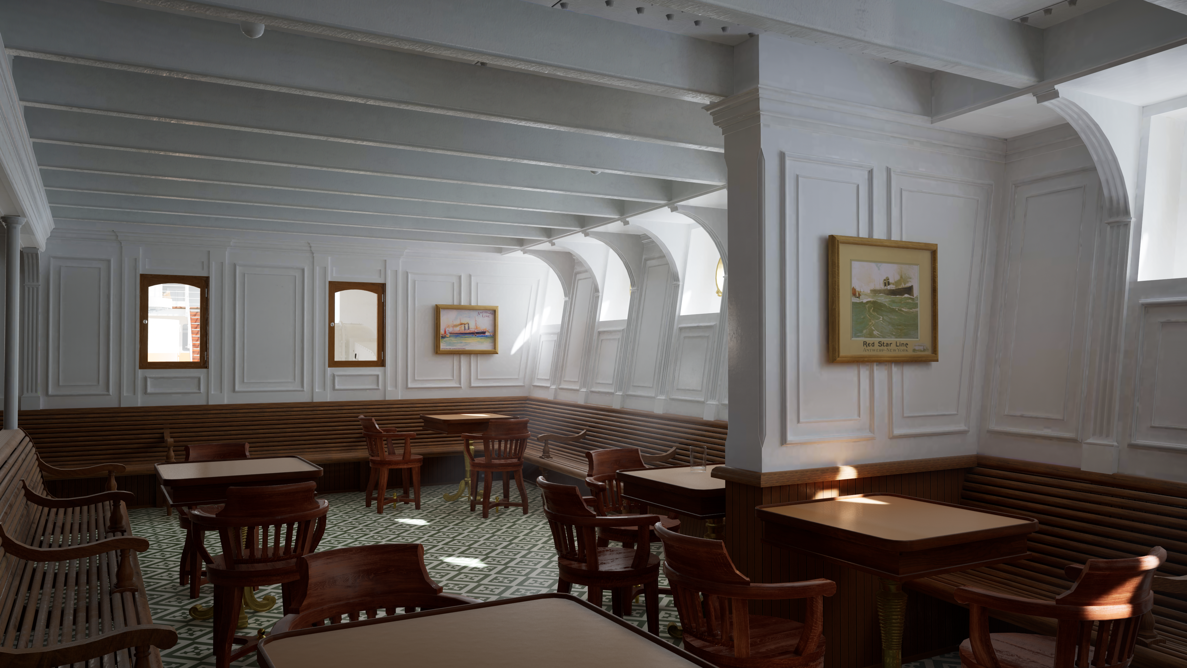 Nvidia RTX Titanic CGi Digital Art Interior Chair Table Sunlight Picture Frames 3840x2160