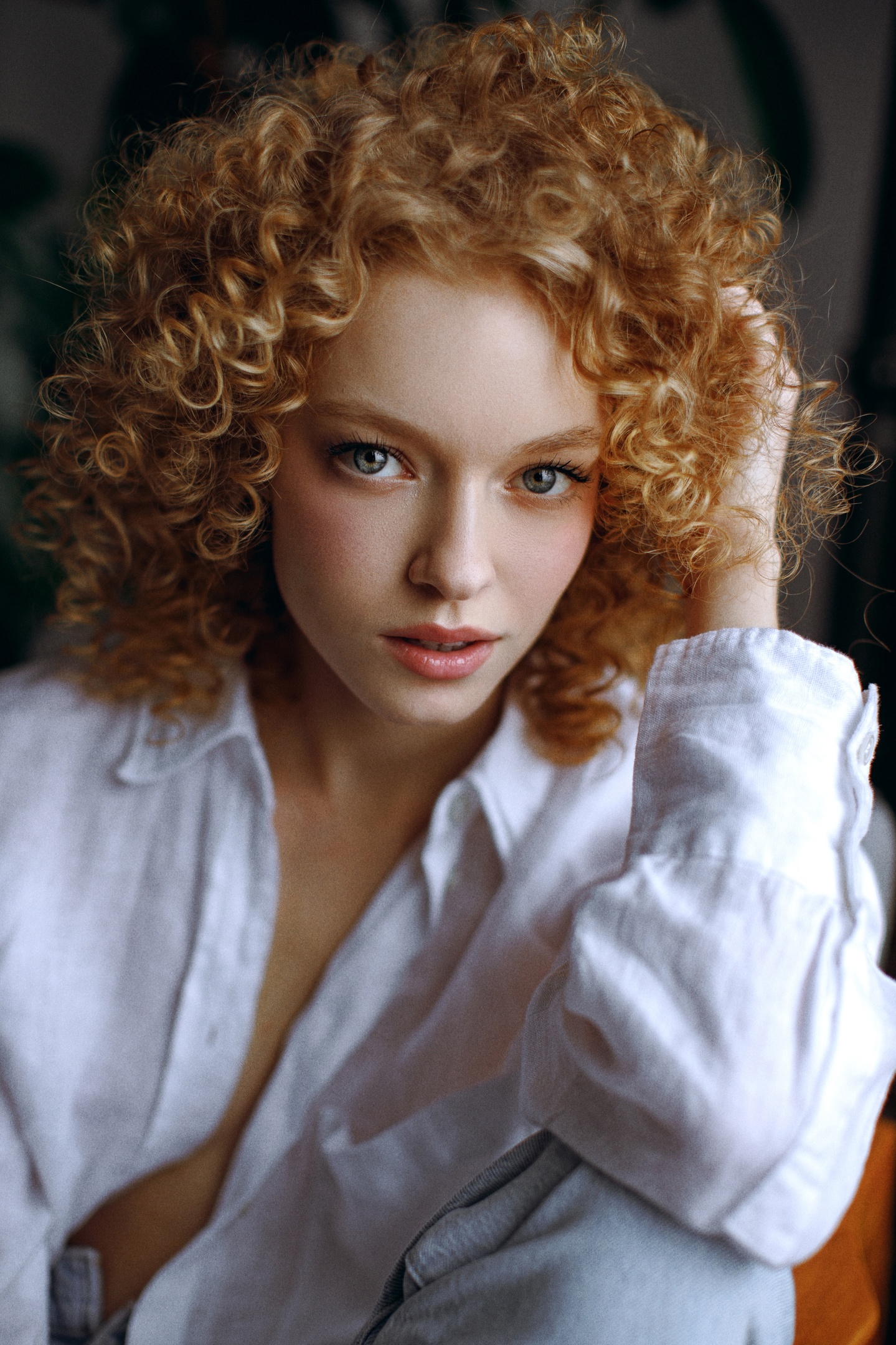 Evgeniy Potanin Women Redhead Curly Hair Looking At Viewer Portrait 1439x2160