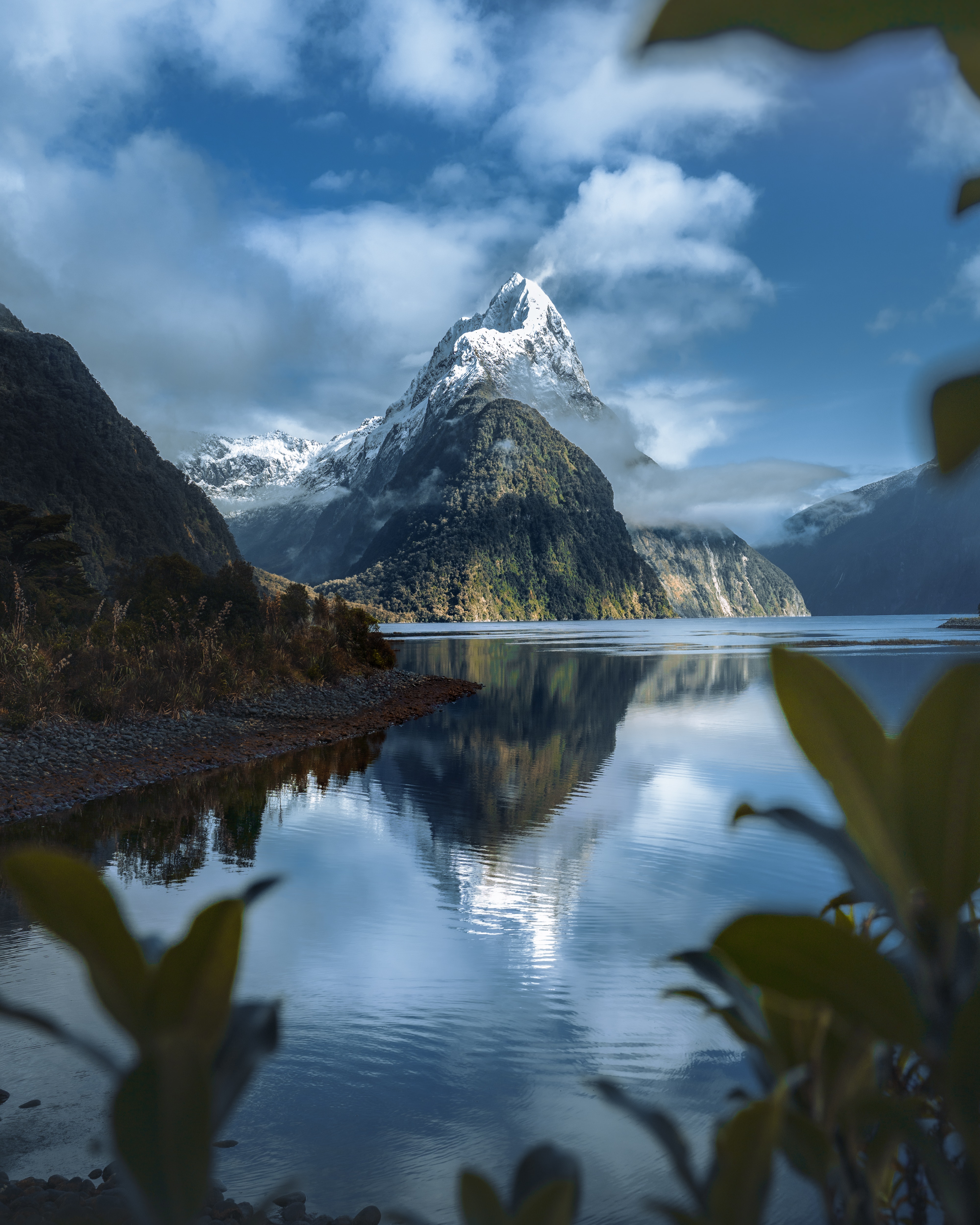 Photography Nature Mountains Snow Peak River Reflection Clouds Water 4000x5000