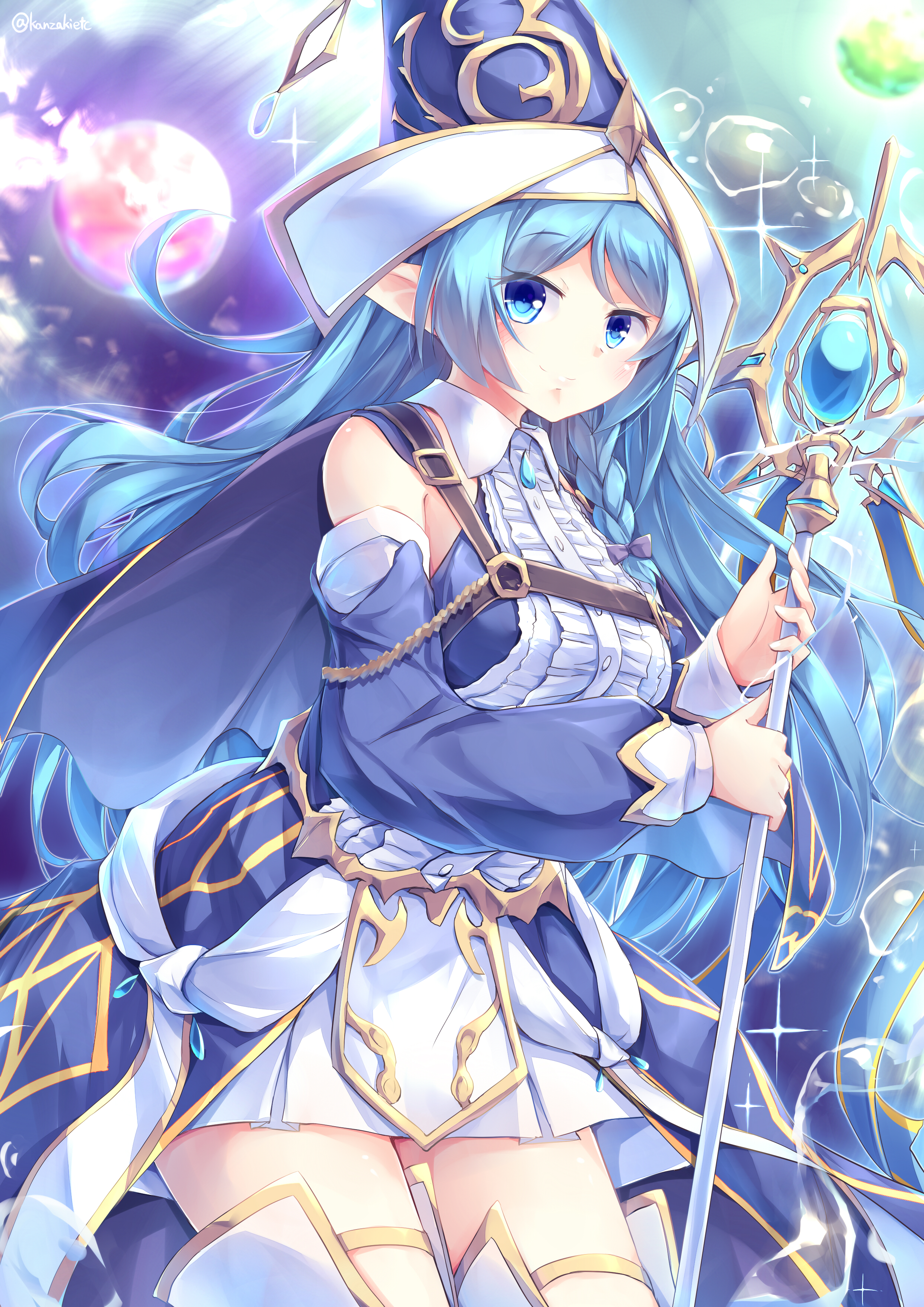 Water Enchantress Of The Temple Anime Anime Girls Trading Card Games Yu Gi Oh Long Hair Blue Hair Ar 2480x3507