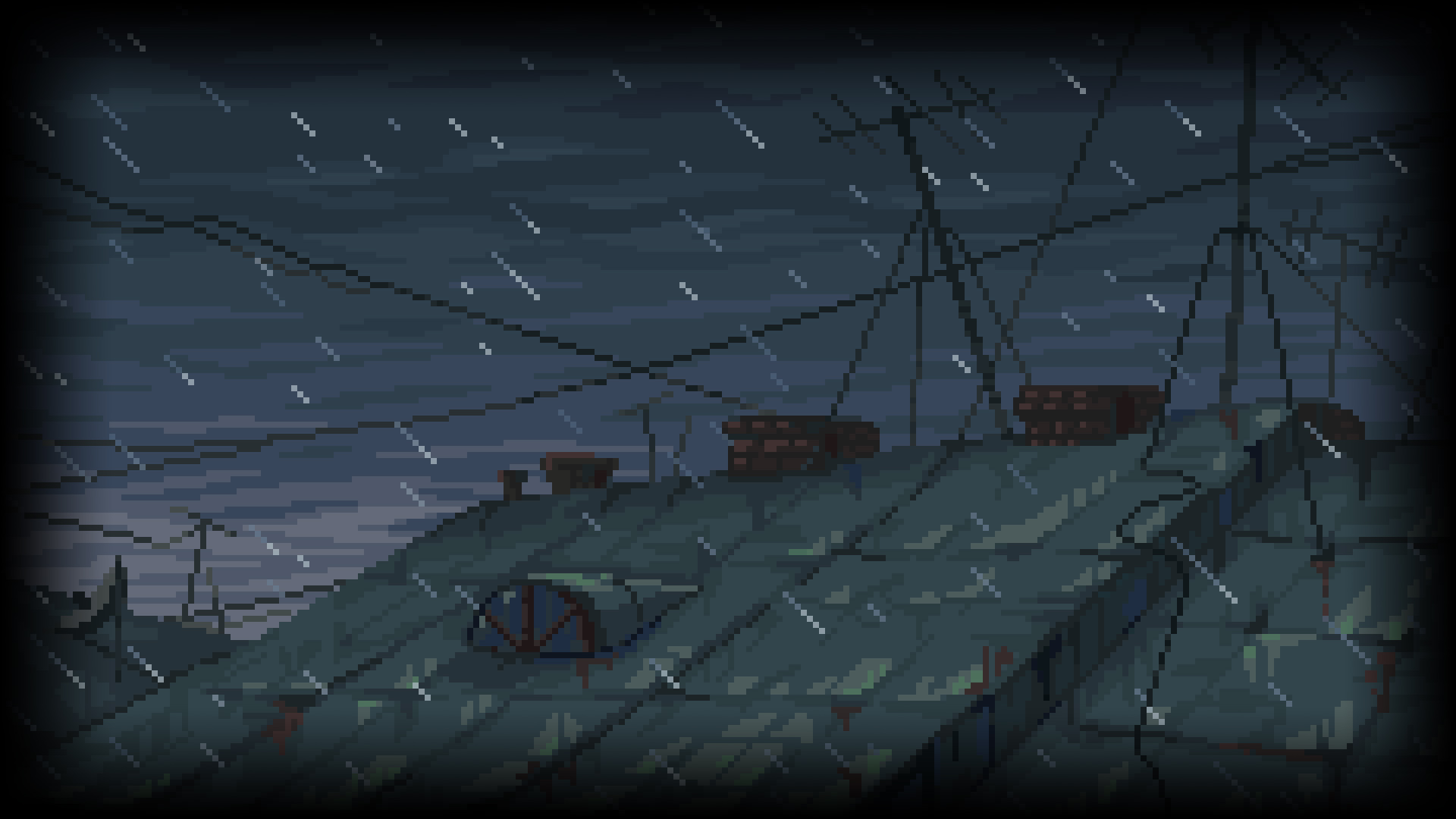 Video Games Pixelated Rain House Overcast Rooftops Pixel Art Digital Art 1920x1080