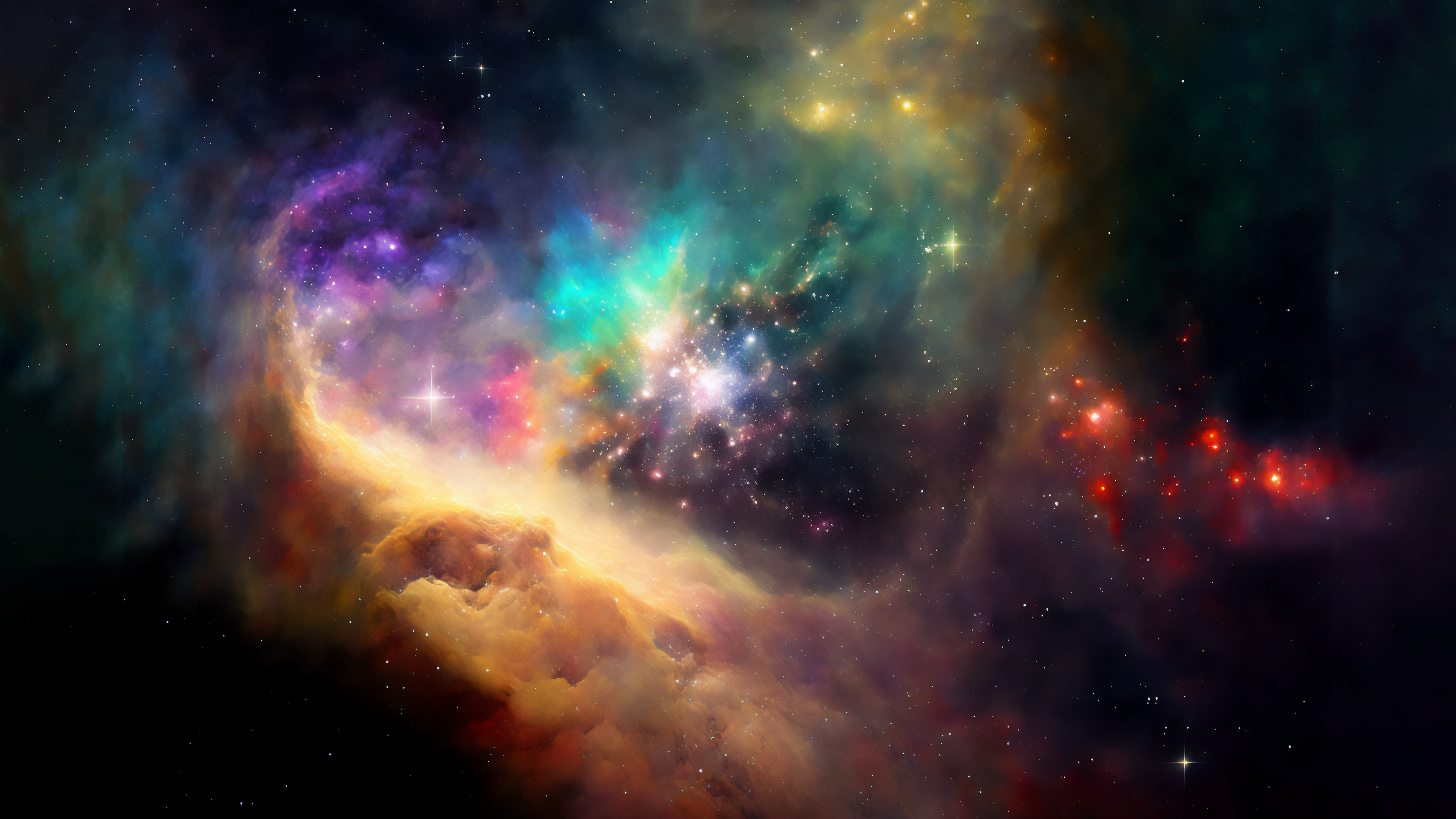 Ai Art Space Nebula Colorful Stars Simple Background Minimalism 3640x2048