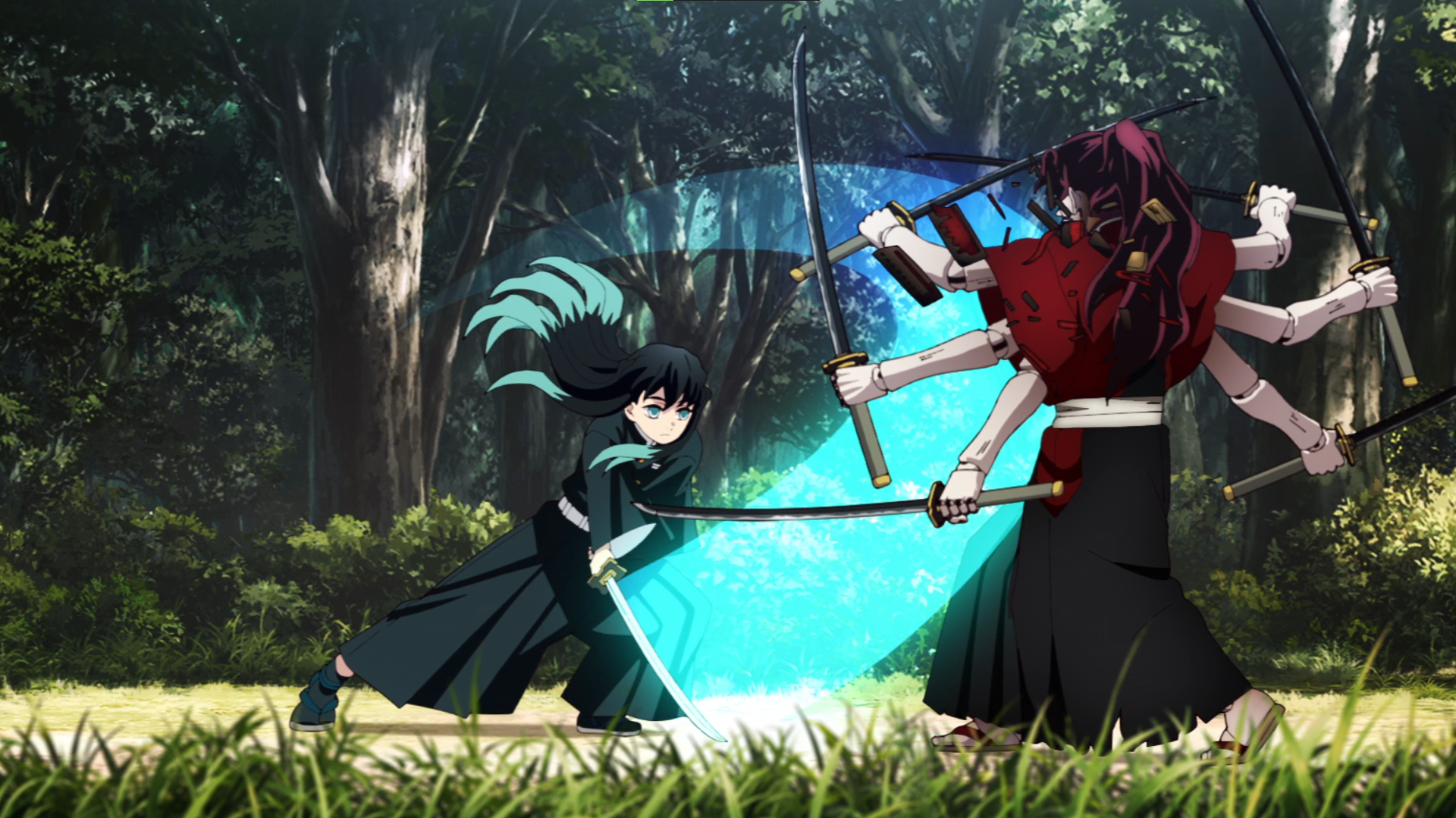 Kimetsu No Yaiba Tokitou Muichirou Yoriichi Sword Forest Trees Anime Anime Screenshot Anime Boys Rob 1920x1079