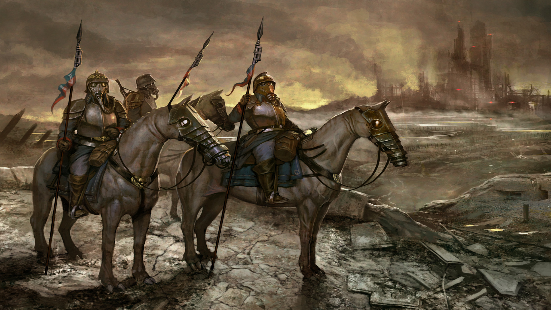 Warhammer 40 000 Death Korps Of Krieg Video Games Armor Video Game Art Horseback Horse Animals Video 1920x1080