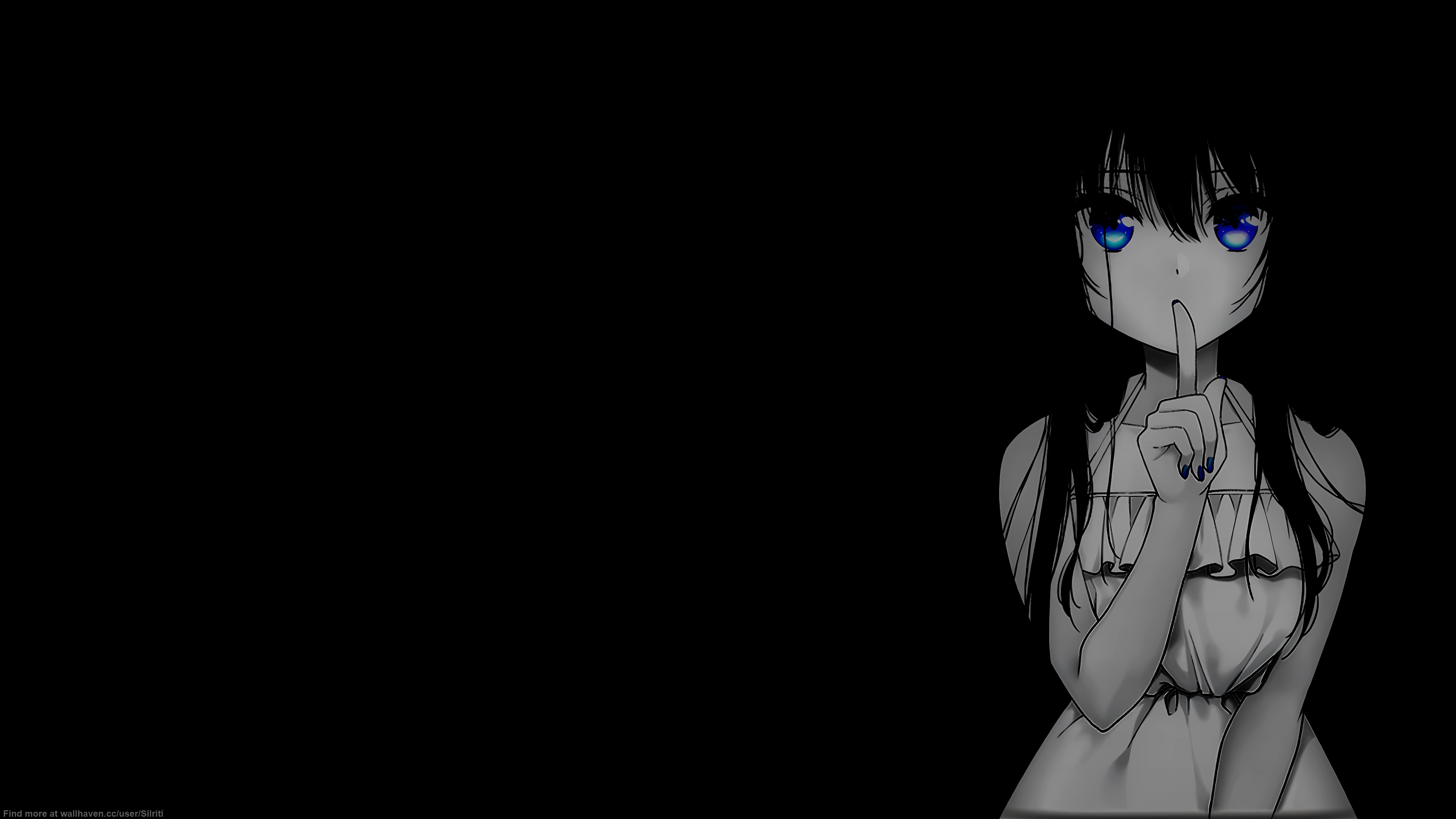 Selective Coloring Black Background Dark Background Simple Background Anime Girls Minimalism Hush Ge 3840x2160