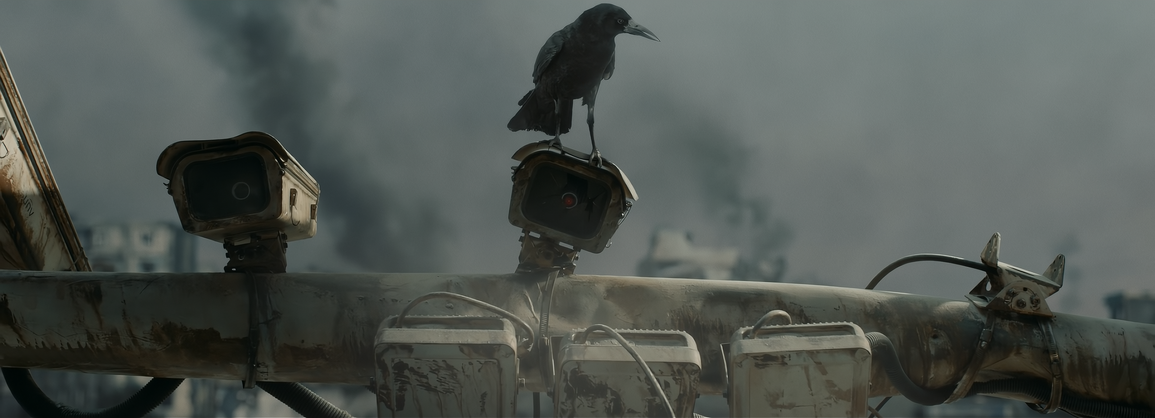 The Wandering Earth 2 Science Fiction Film Stills Technology Raven Birds Animals Smoke 3840x1389