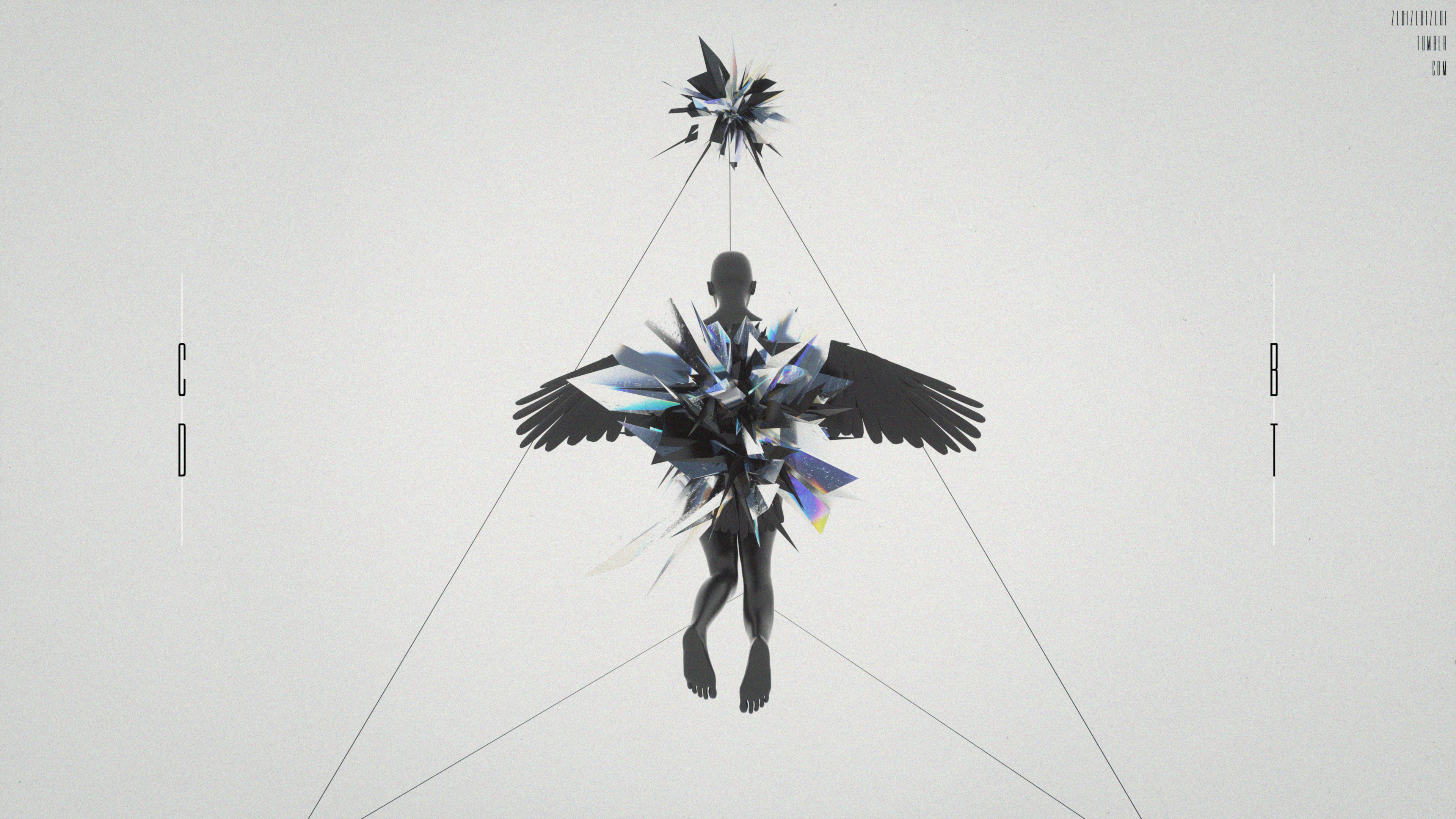 Glitch Art Cinema 4D Glass Abstract 3D Abstract Angel Simple Background 3840x2160