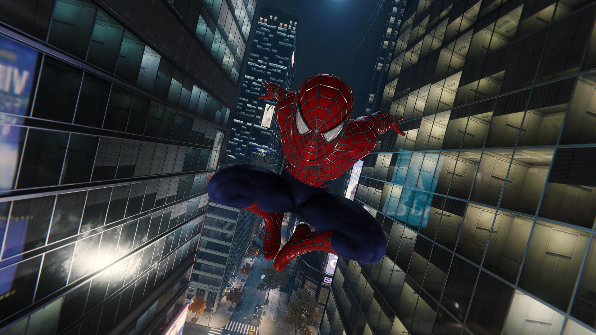 Spider Man Spider Man 2018 Marvel Comics PlayStation Superhero Bodysuit City Night Building 1920x1080