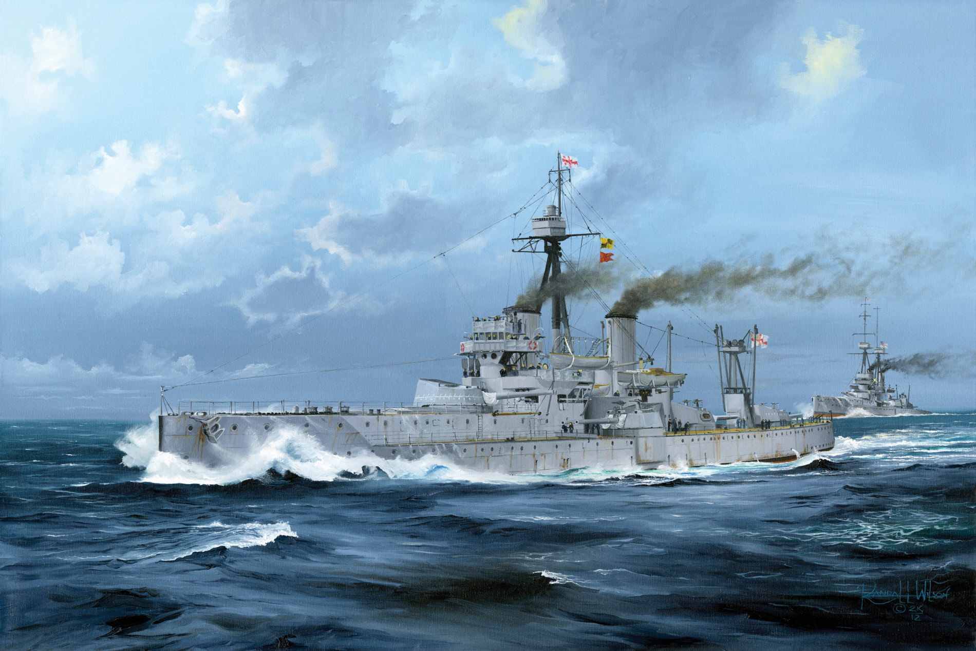 Warship Sea Army Sky Military Water Military Vehicle Artwork Smoke Flag Waves 1900x1269