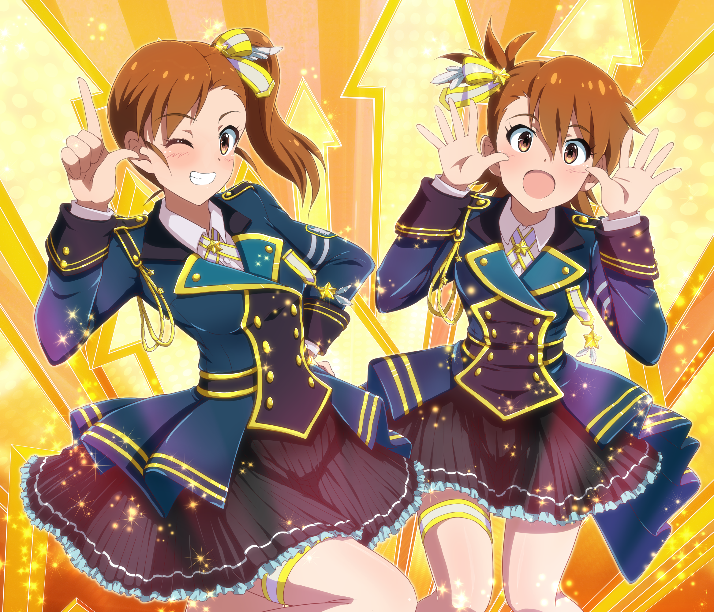 Anime Anime Girls THE IDOLM STER Futami Ami Futami Mami Long Sleeves Brunette Twins Two Women Artwor 2333x2000