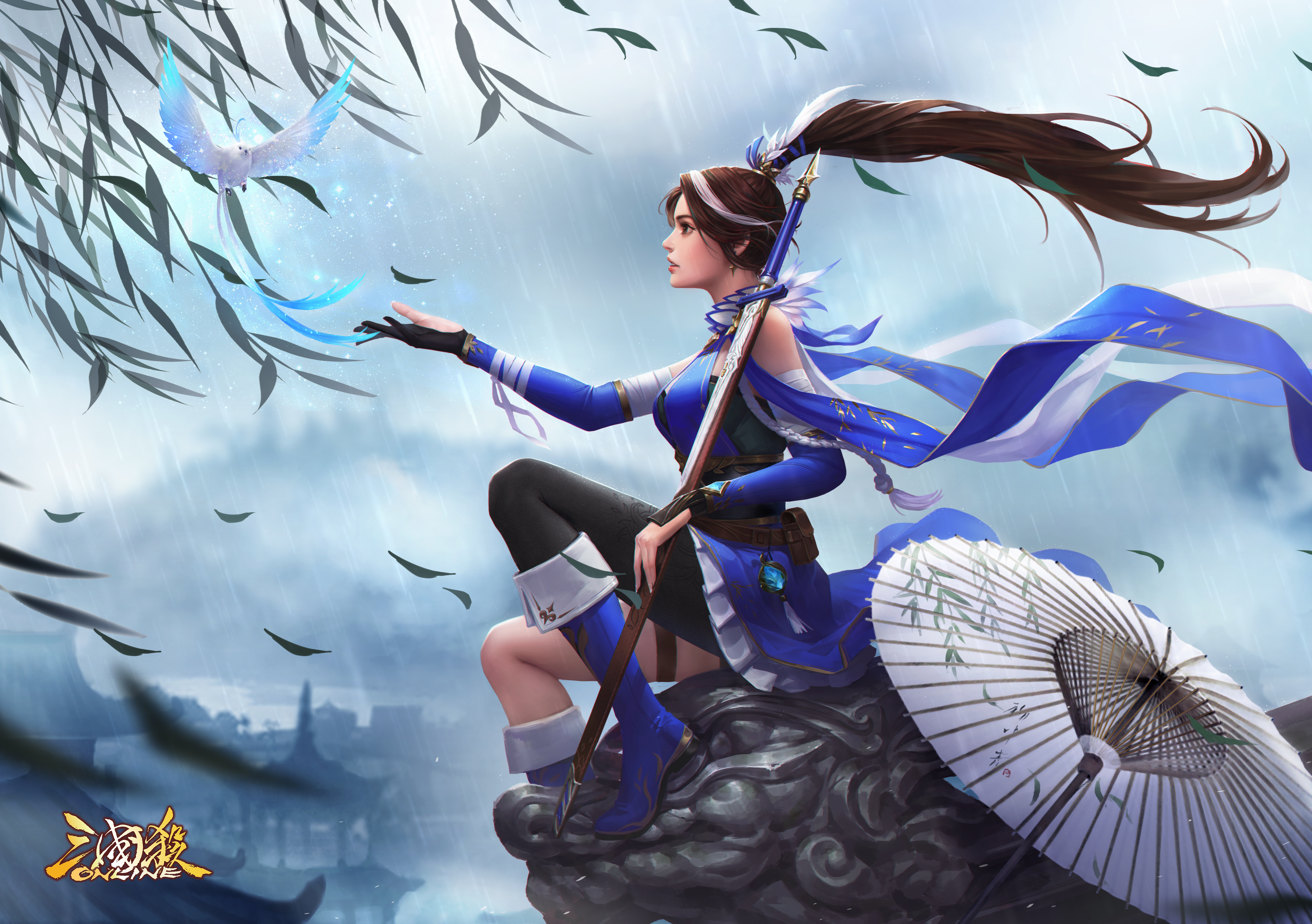 Three Kingdoms Video Game Characters Video Games Video Game Art Umbrella Video Game Girls Leaves Pon 4945x3483