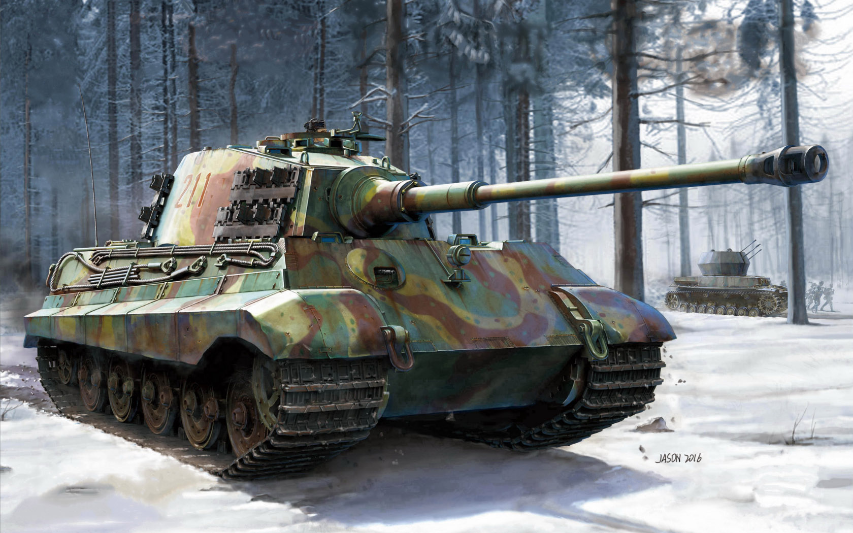 Tank Snow Army Military Tiger Ii World War Ii Trees Military Vehicle Artwork 1680x1050
