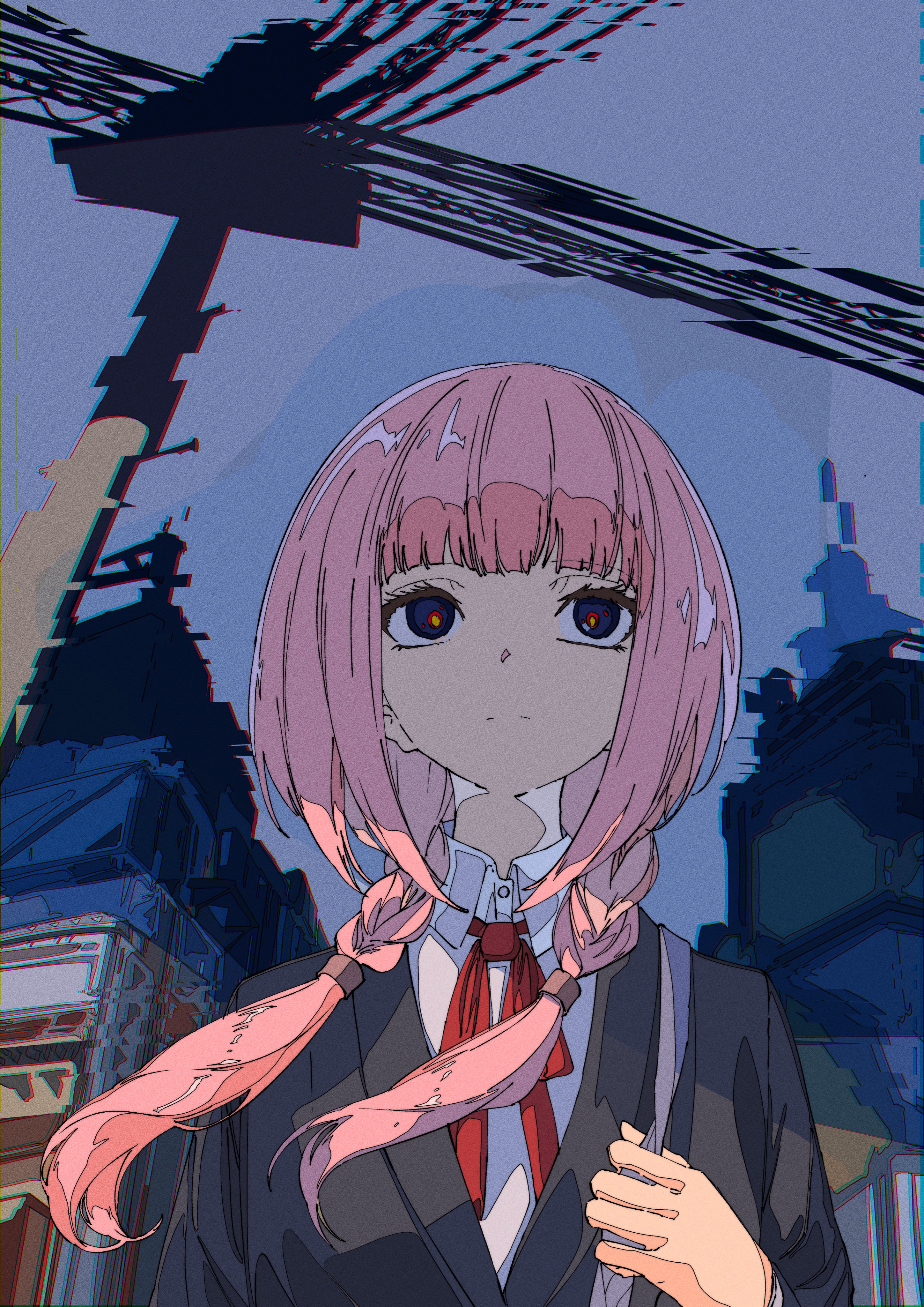 Anime Anime Girls Pink Hair Schoolgirl School Uniform Digital Art 2897x4096