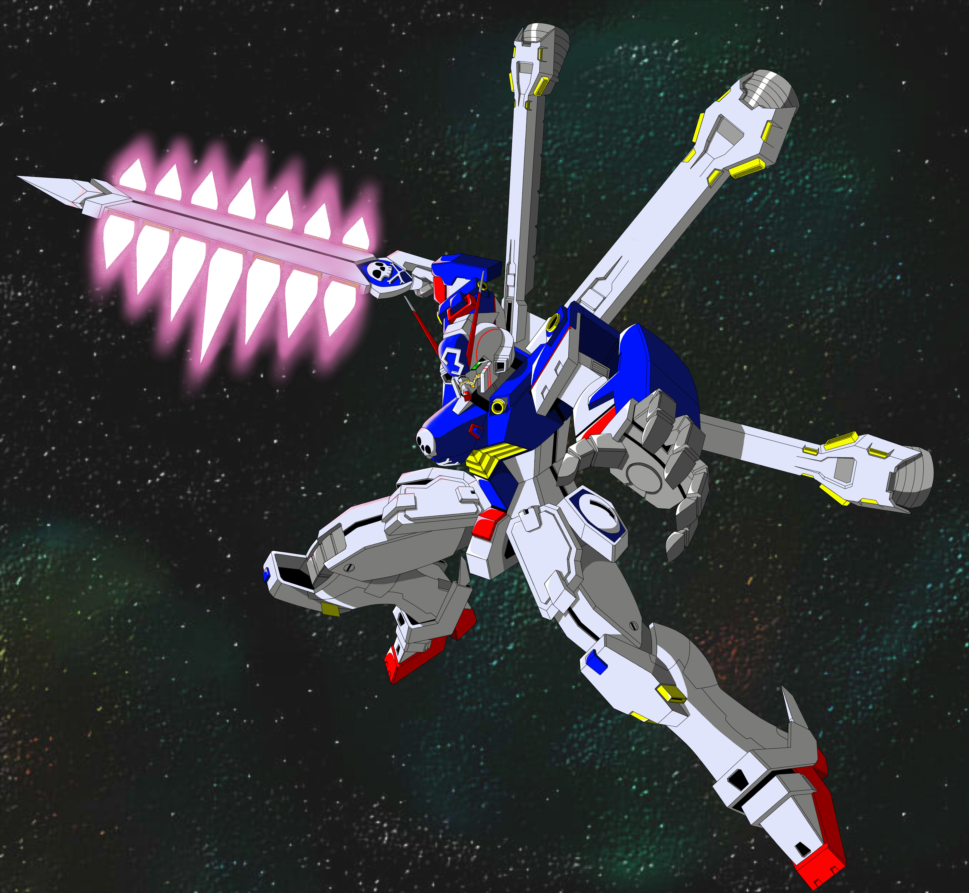 Anime Mechs Super Robot Taisen Artwork Digital Art Fan Art Crossbone Gundam X 3 Mobile Suit Crossbon 3800x3500