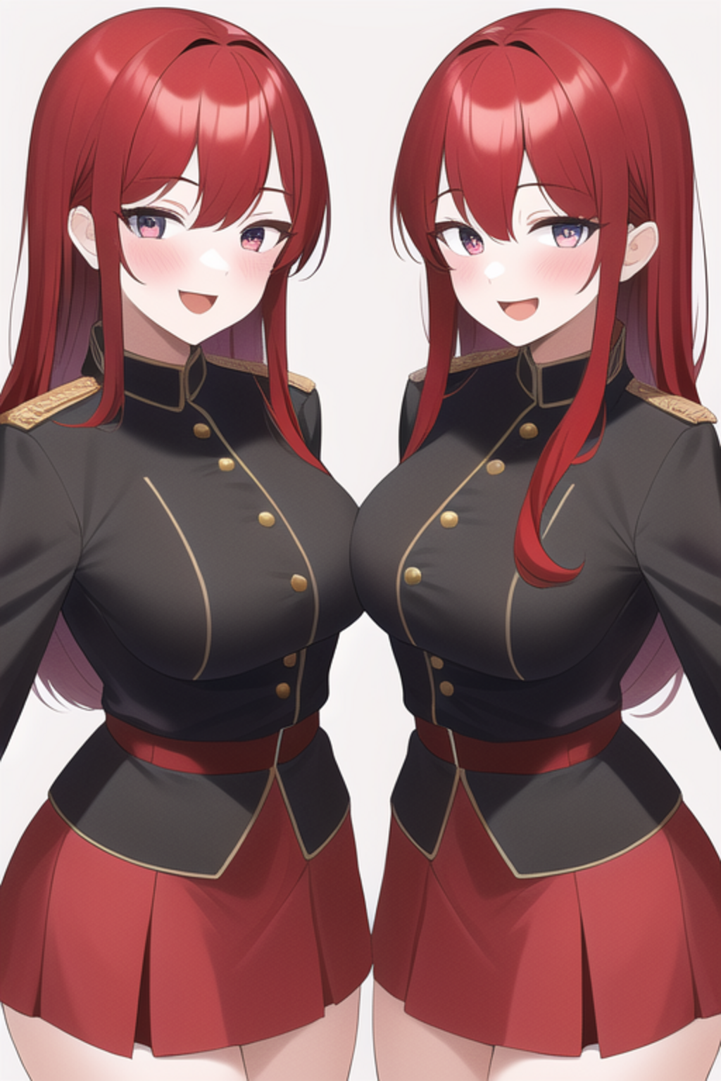 Anime Anime Girls Novel Ai Ai Art Original Characters Long Hair Military Uniform Twins Two Women Art 1024x1536
