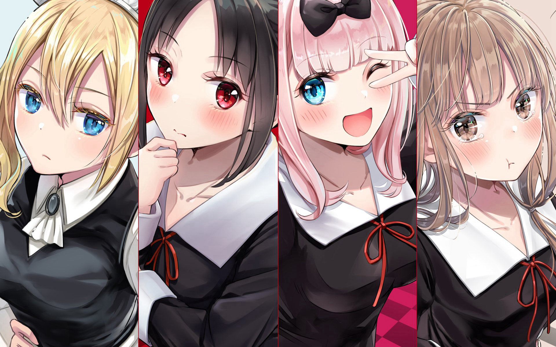 Anime Girls Collage Kaguya Sama Love Is War Group Of Women Blushing Women Quartet Schoolgirl One Eye 1920x1200