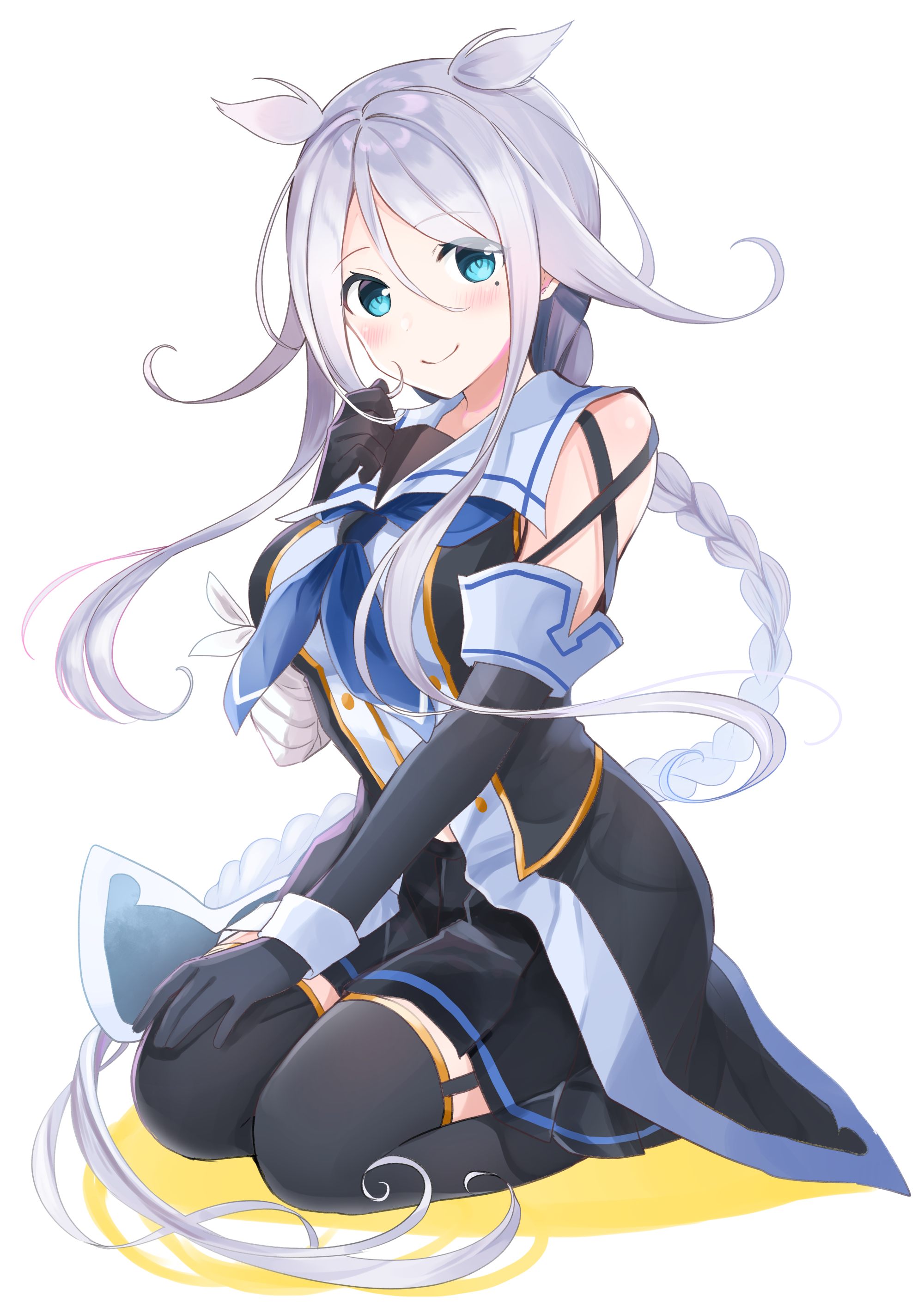 Anime Anime Girls Umikaze KanColle Braided Hair Long Hair Silver Hair Kantai Collection Artwork Digi 2000x2843