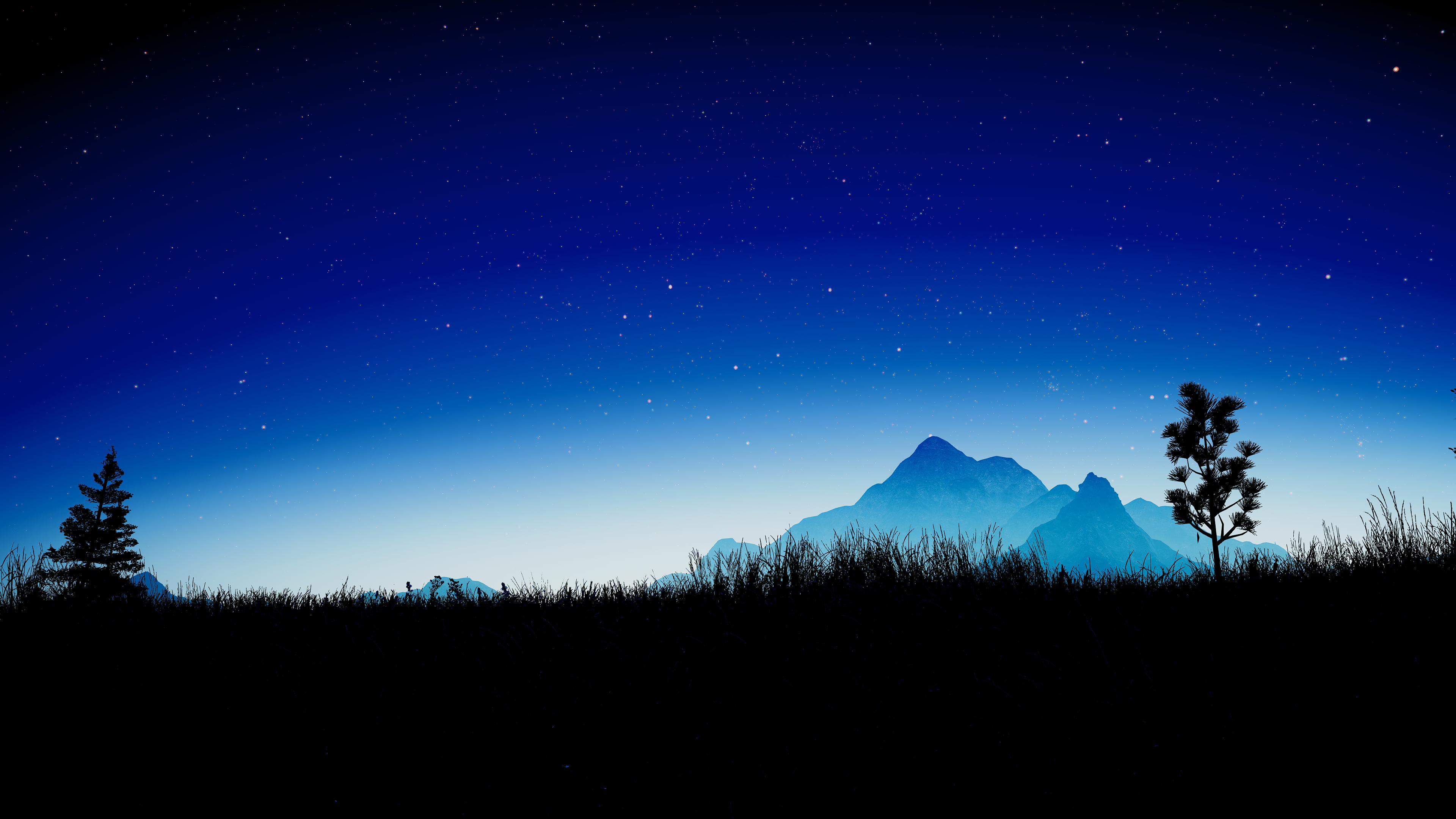Far Cry 5 Night Sky Forest Stars Mountain Pass Trees 3840x2160