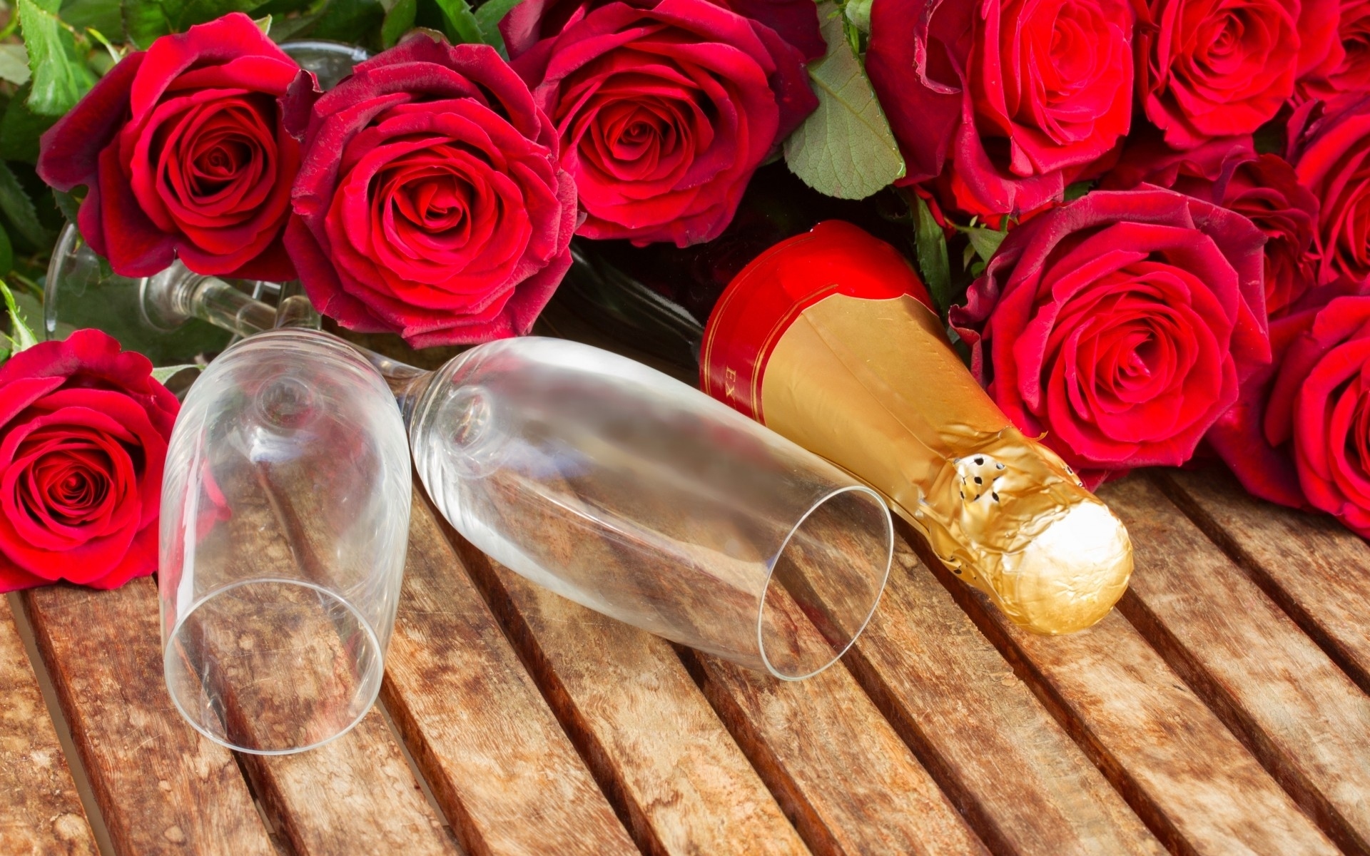 Champagne Drink Rose Wine Glass Flowers 1920x1200