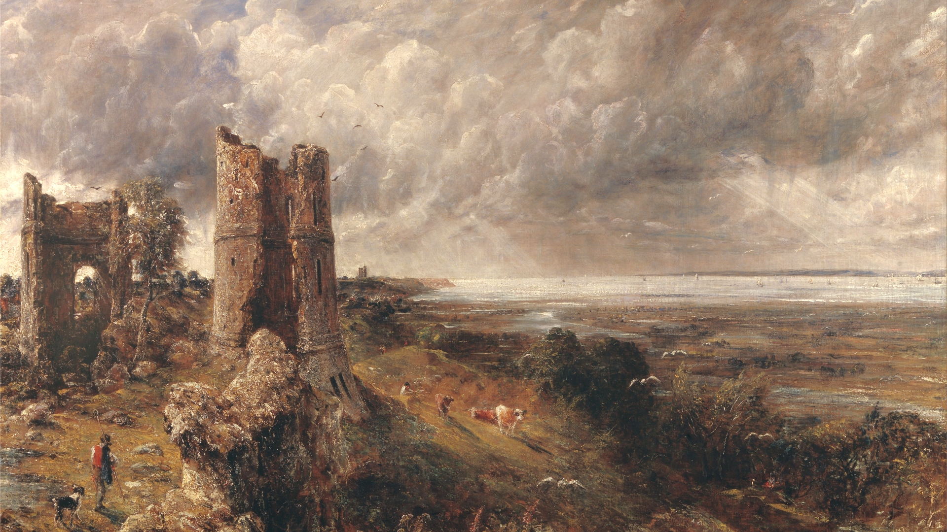 Painting Landscape Castle John Constable Artwork 1920x1080