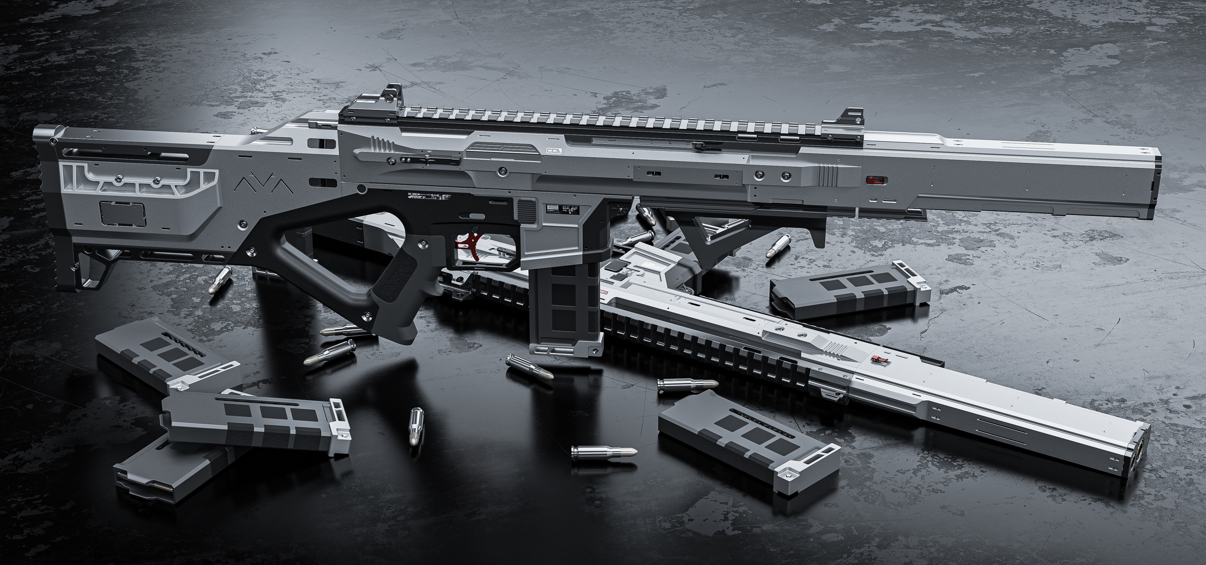 Rifles Weapon Gun Science Fiction ArtStation Ammunition 3840x1800